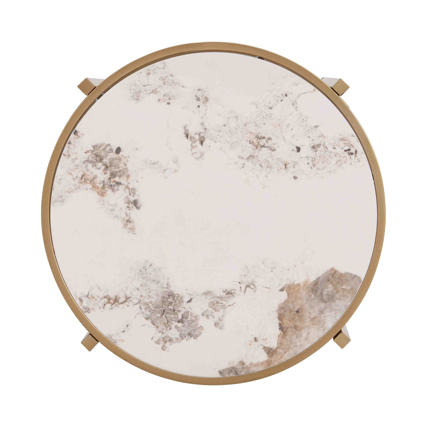 Modern Sintered Stone Coffee Table - Round Metal Frame