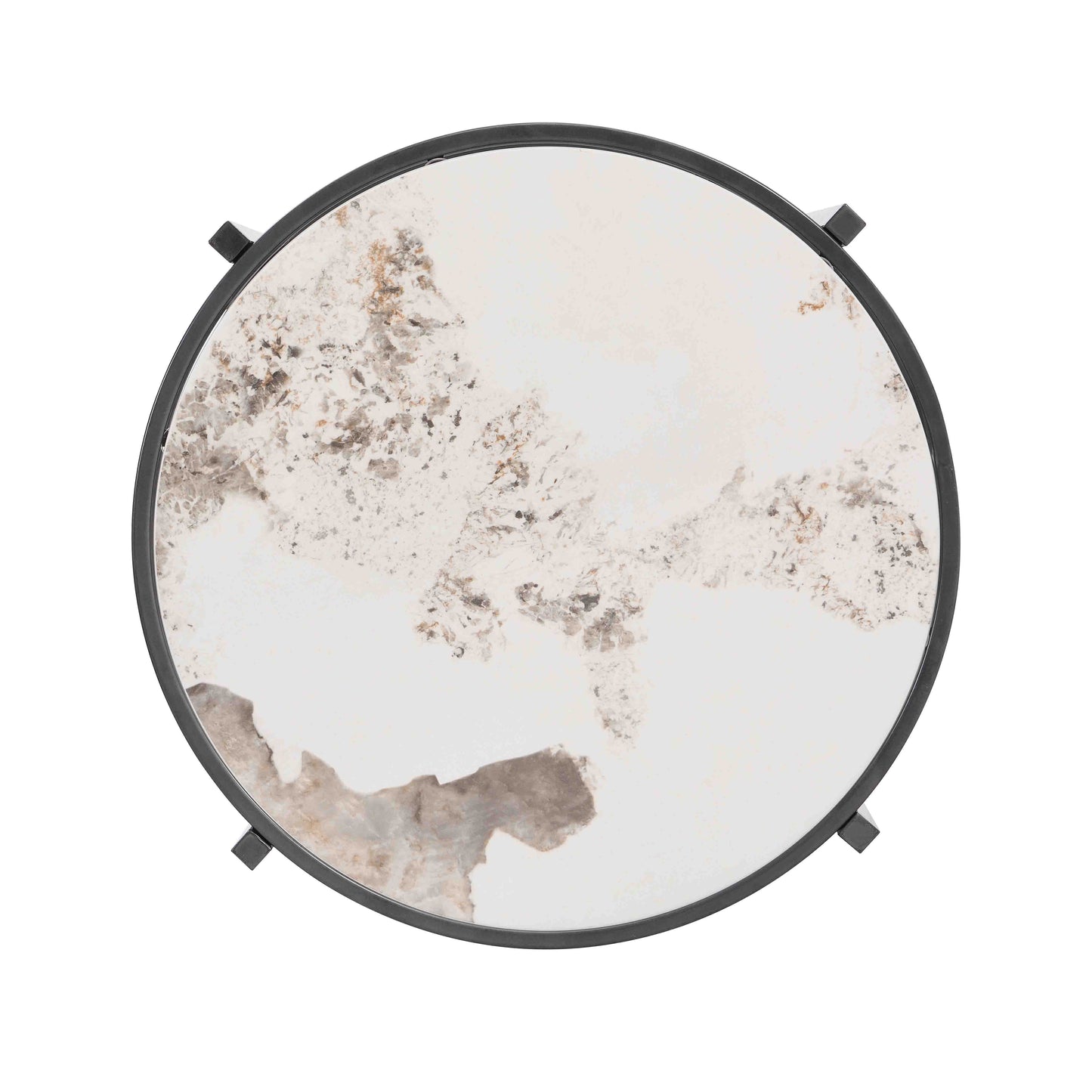 Modern Sintered Stone Coffee Table - Round Metal Frame