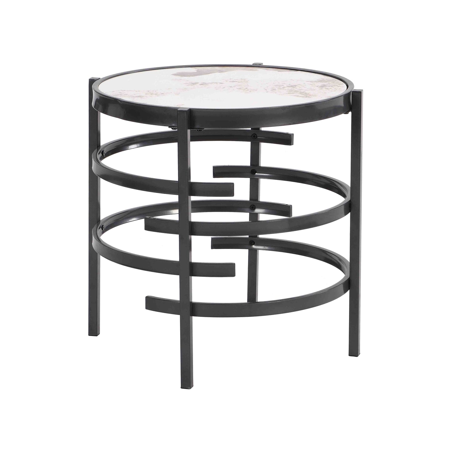 Modern Sintered Stone Coffee Table - Round Metal Frame