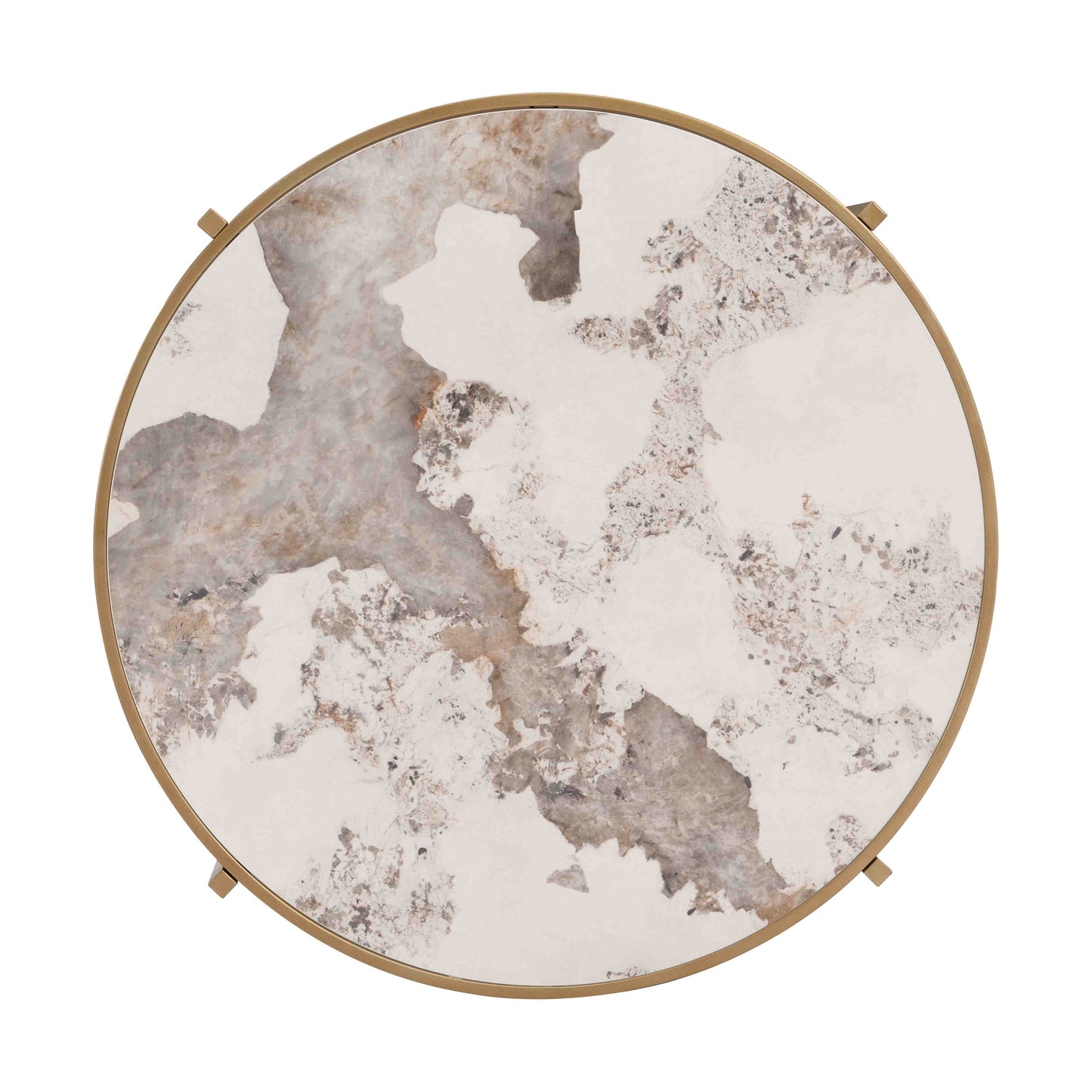 Modern Sintered Stone Coffee Table - Round Metal Frame