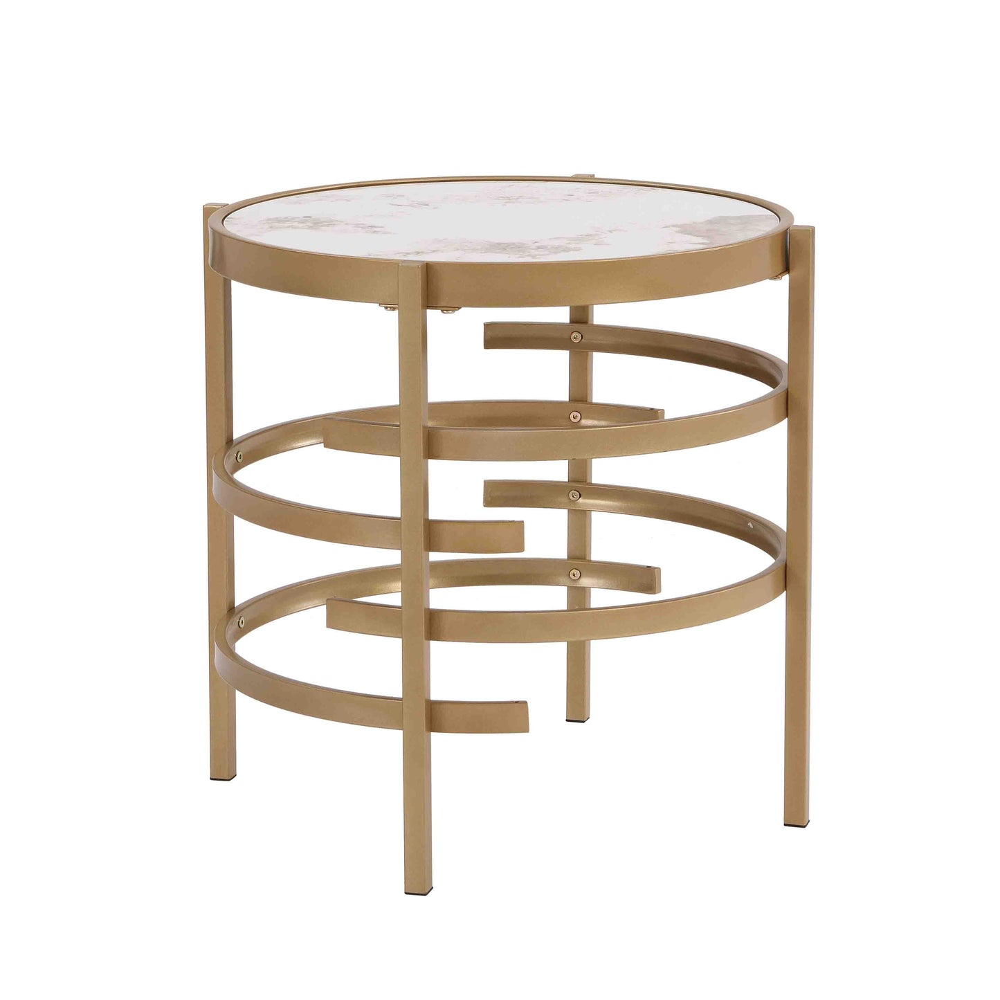 Modern Sintered Stone Coffee Table - Round Metal Frame