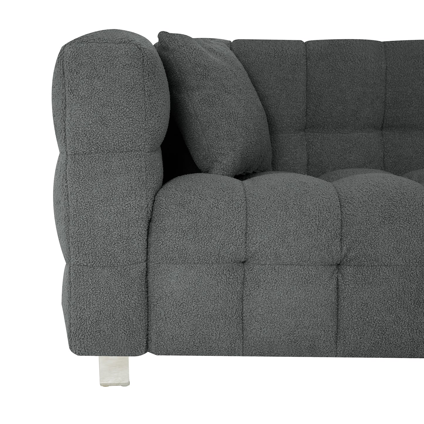 Teddy Fleece Sofa for Living Room or Bedroom, Including Two Throw Pillows & Sturdy Hardware Foot Support