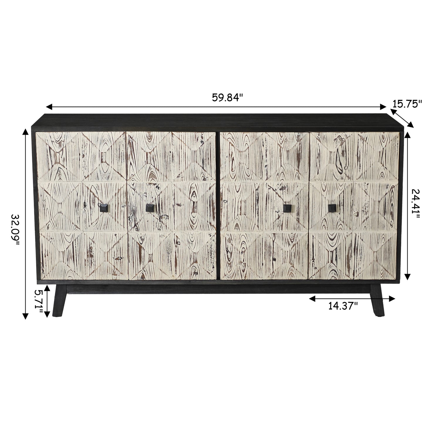 59.84" Vintage Sideboard - 4 Doors, Multi-Room Storag
