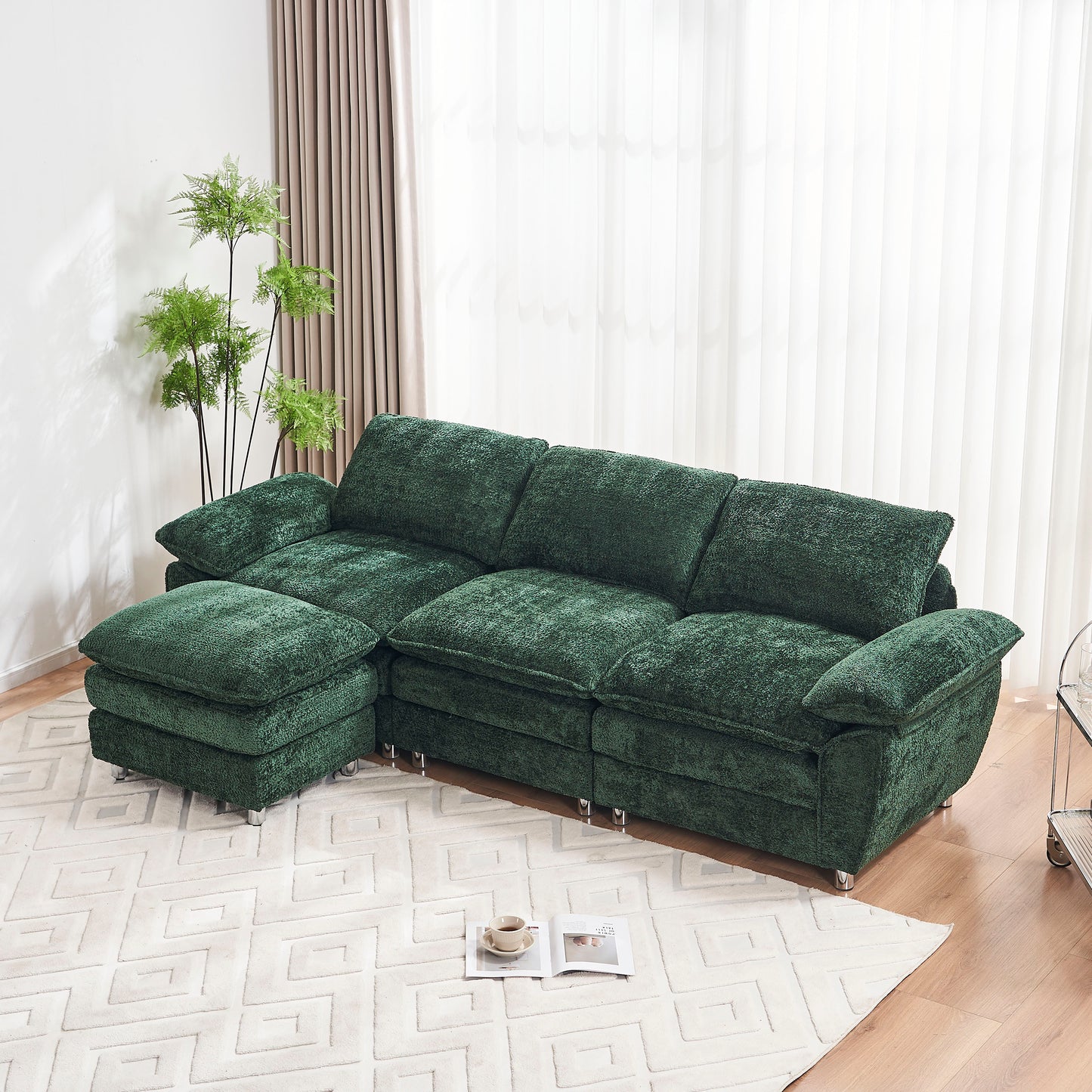 4 - Color Modern Sofa Couch: Deep Seating, Ottoman for Living Room