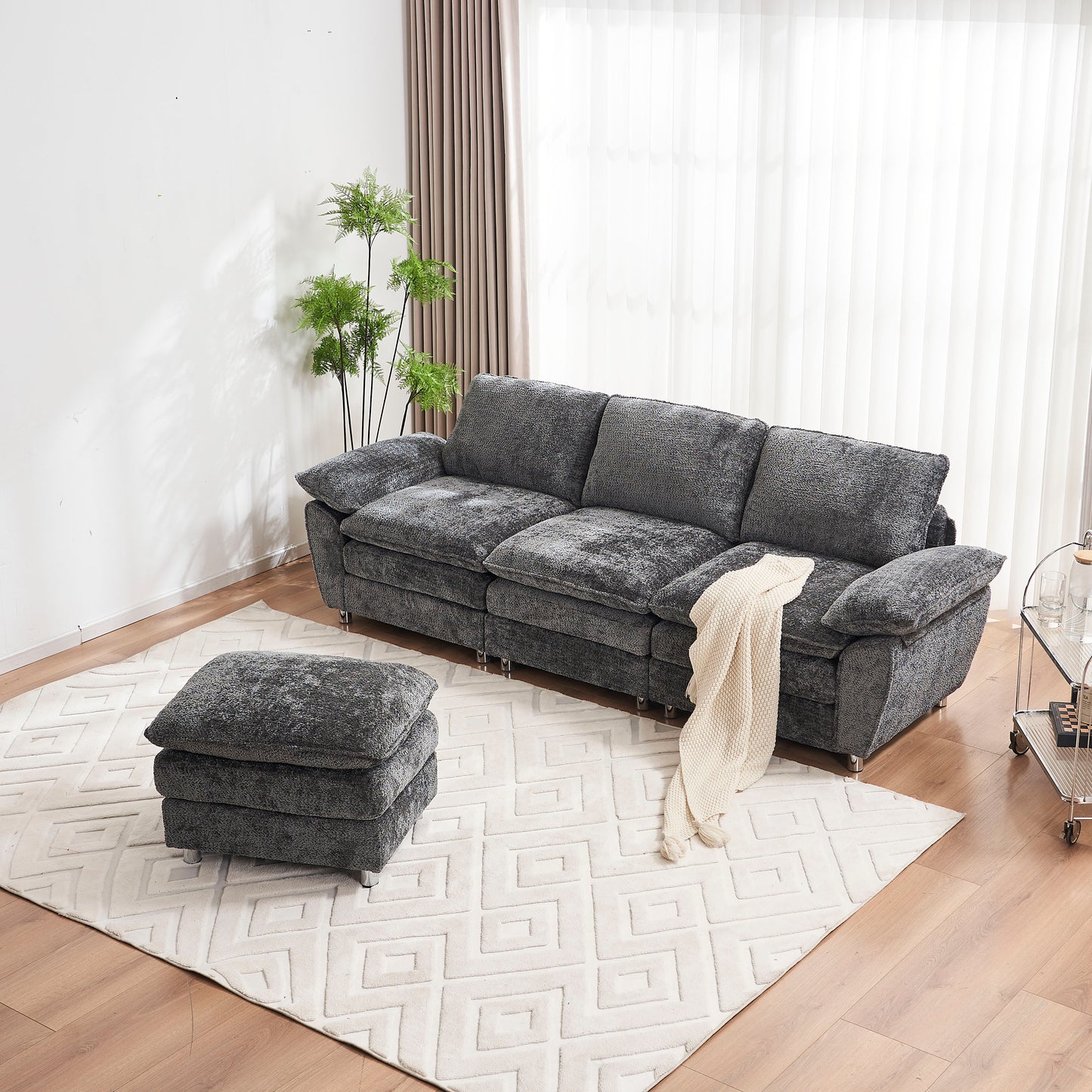 4 - Color Modern Sofa Couch: Deep Seating, Ottoman for Living Room