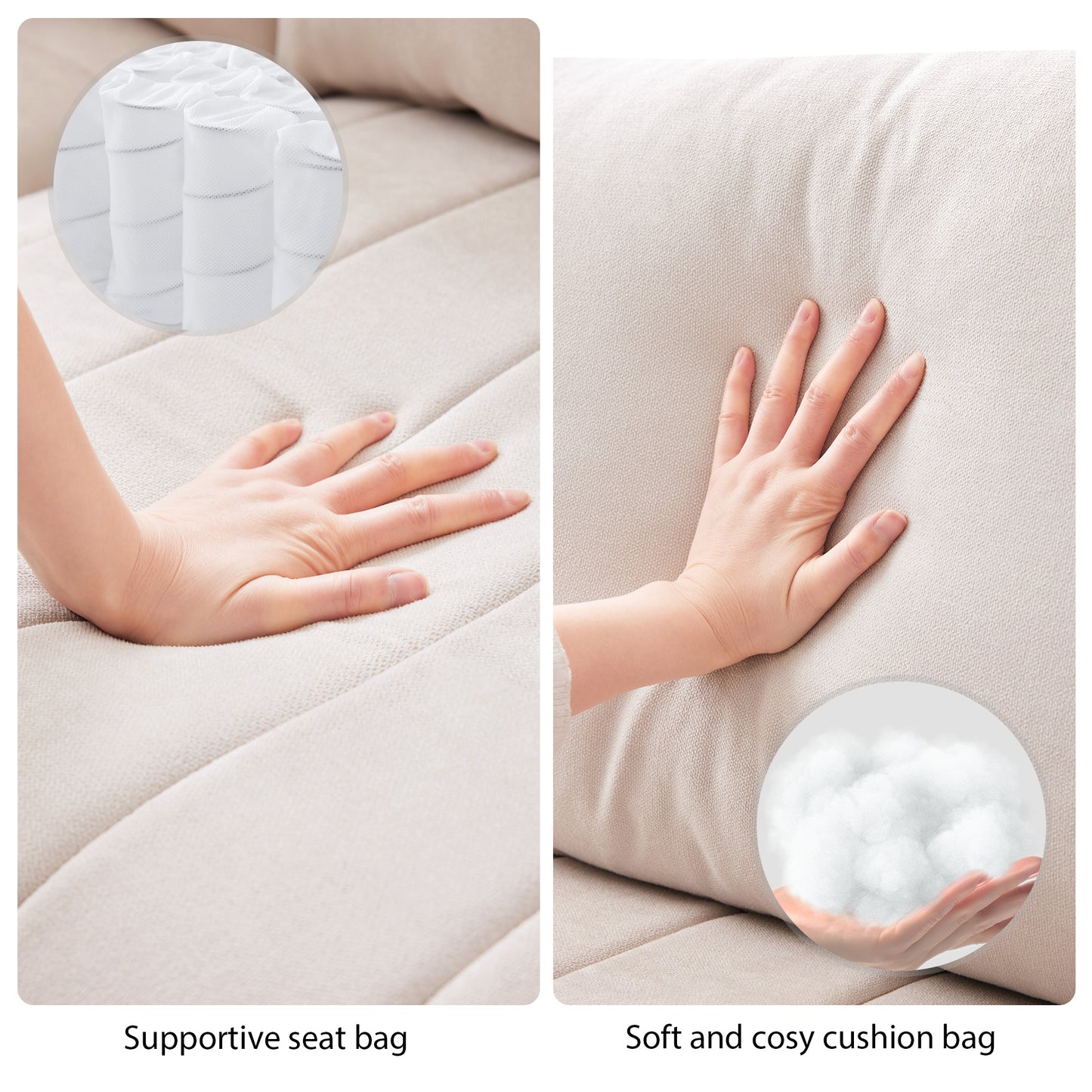 89*79" Modern Sectional Sofa with Vertical Stripes: 5 - Seat Couch, Convertible Ottoman, 2 Pillows - Ideal for Living Room & Apartment