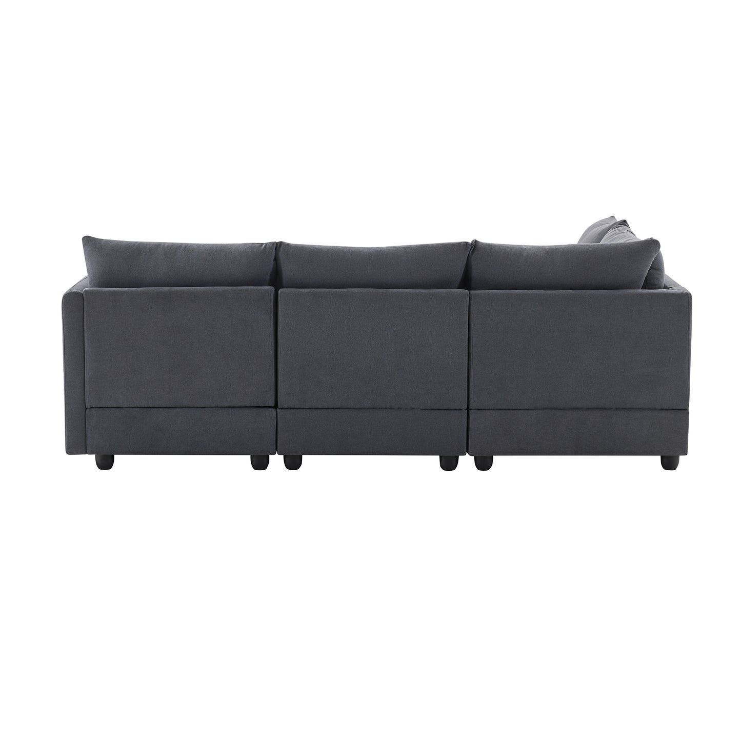 L-Shape 5-Seat Sofa with Ottoman - Vertical Stripes, 2 Pillow