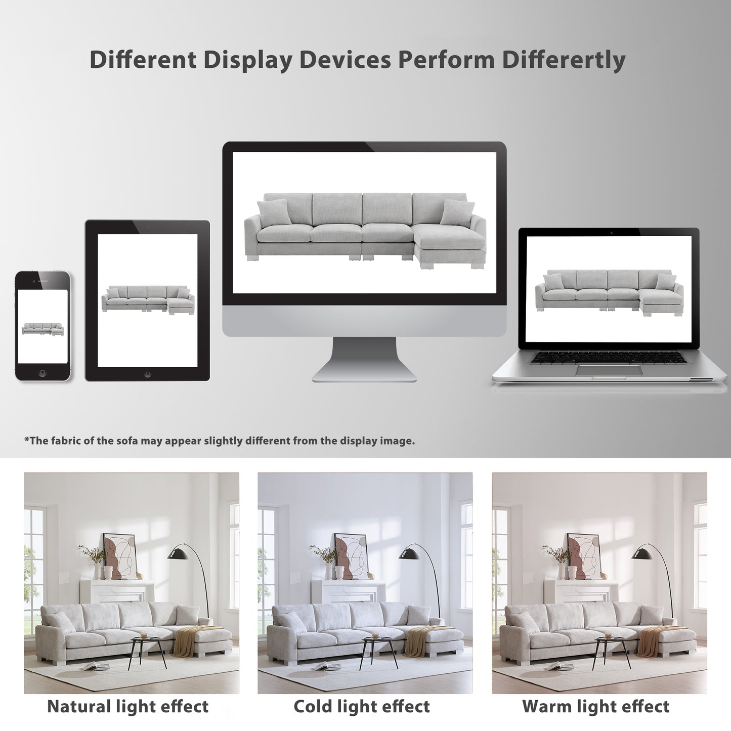 119'' Modern Oversized L - shaped Sectional Sofa: Ideal for Living Room, Apartment & Office - 5 - Seat Chenille with Chaise & 2 Free Pillows Light Gray