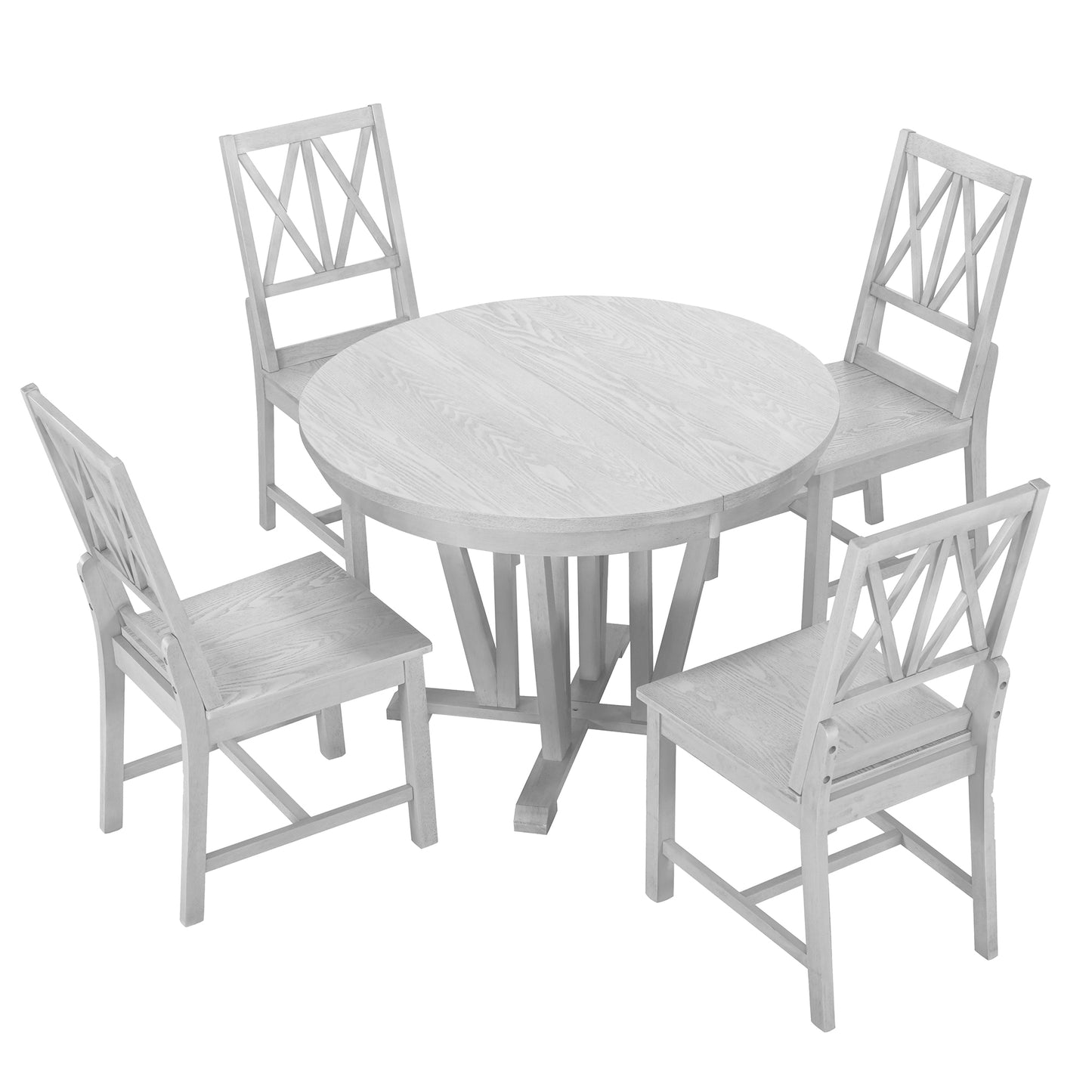 Rustic Kitchen Dining Set - Round, Extendable Table