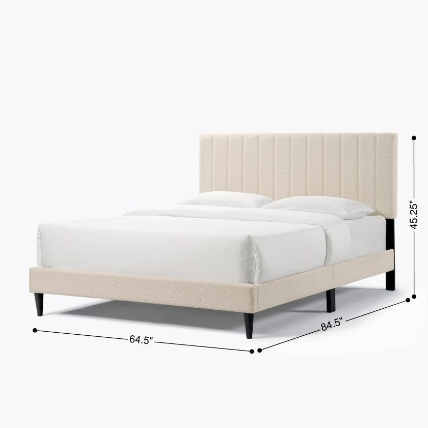 Dove Tufted Upholstered Platform Bed - Pearl White - Queen Size