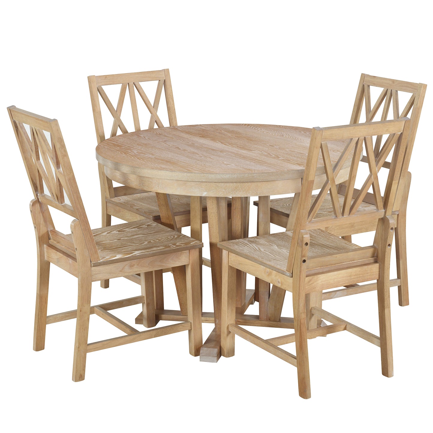 Rustic Kitchen Dining Set - Round, Extendable Table