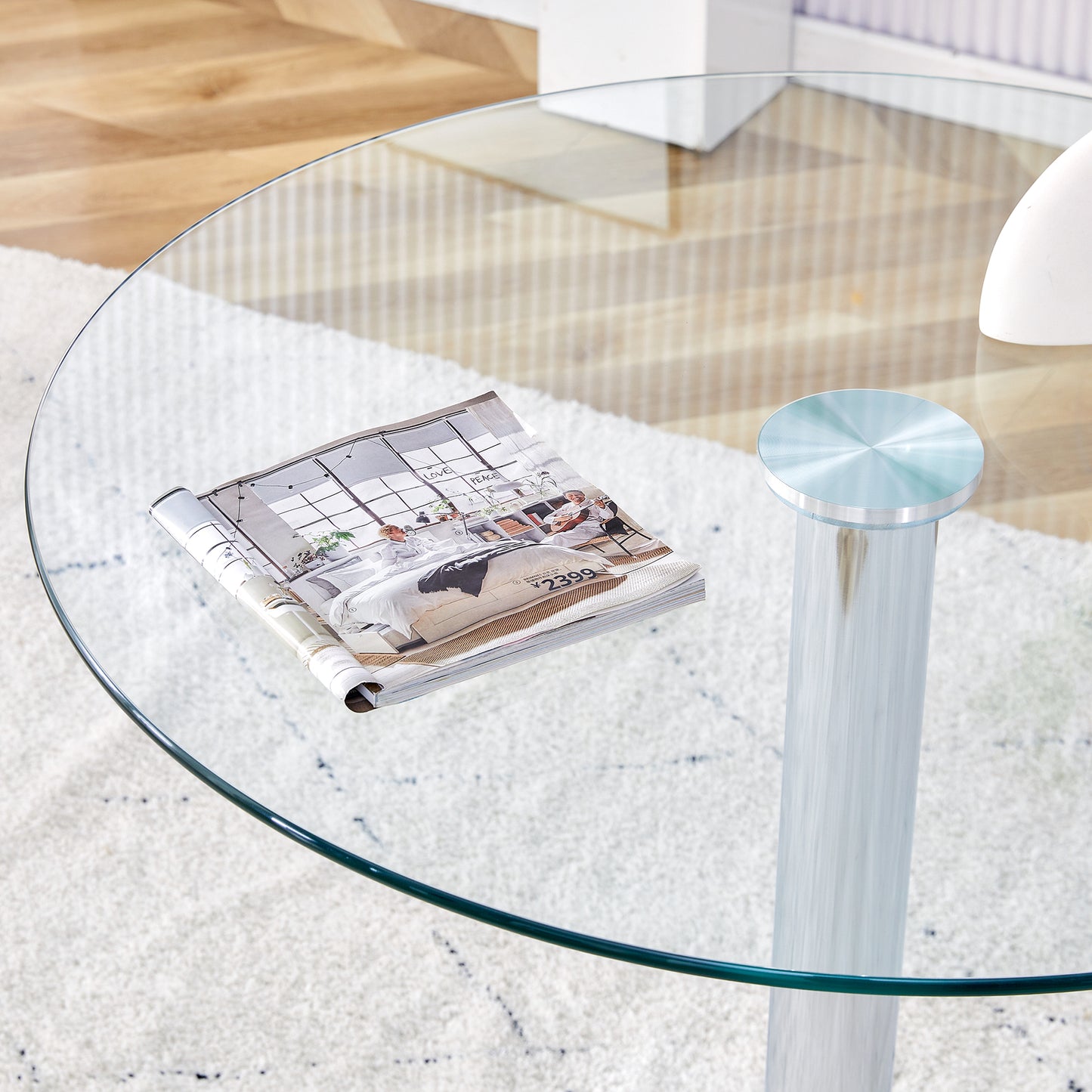 Modern Minimalist Round Dining Table - Gold Metal Legs, Diameter Glass Top for Multiple Rooms