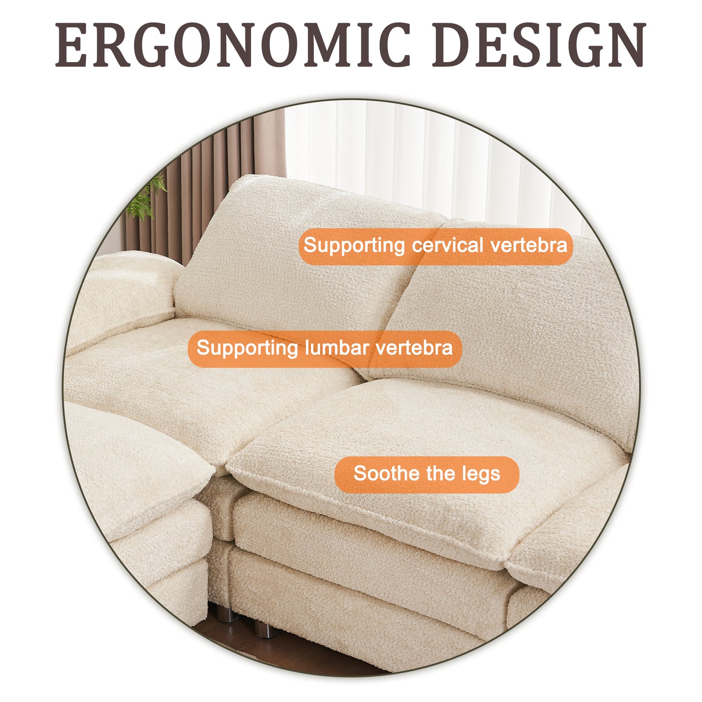 4 - Color Modern Sofa Couch: Deep Seating, Ottoman for Living Room