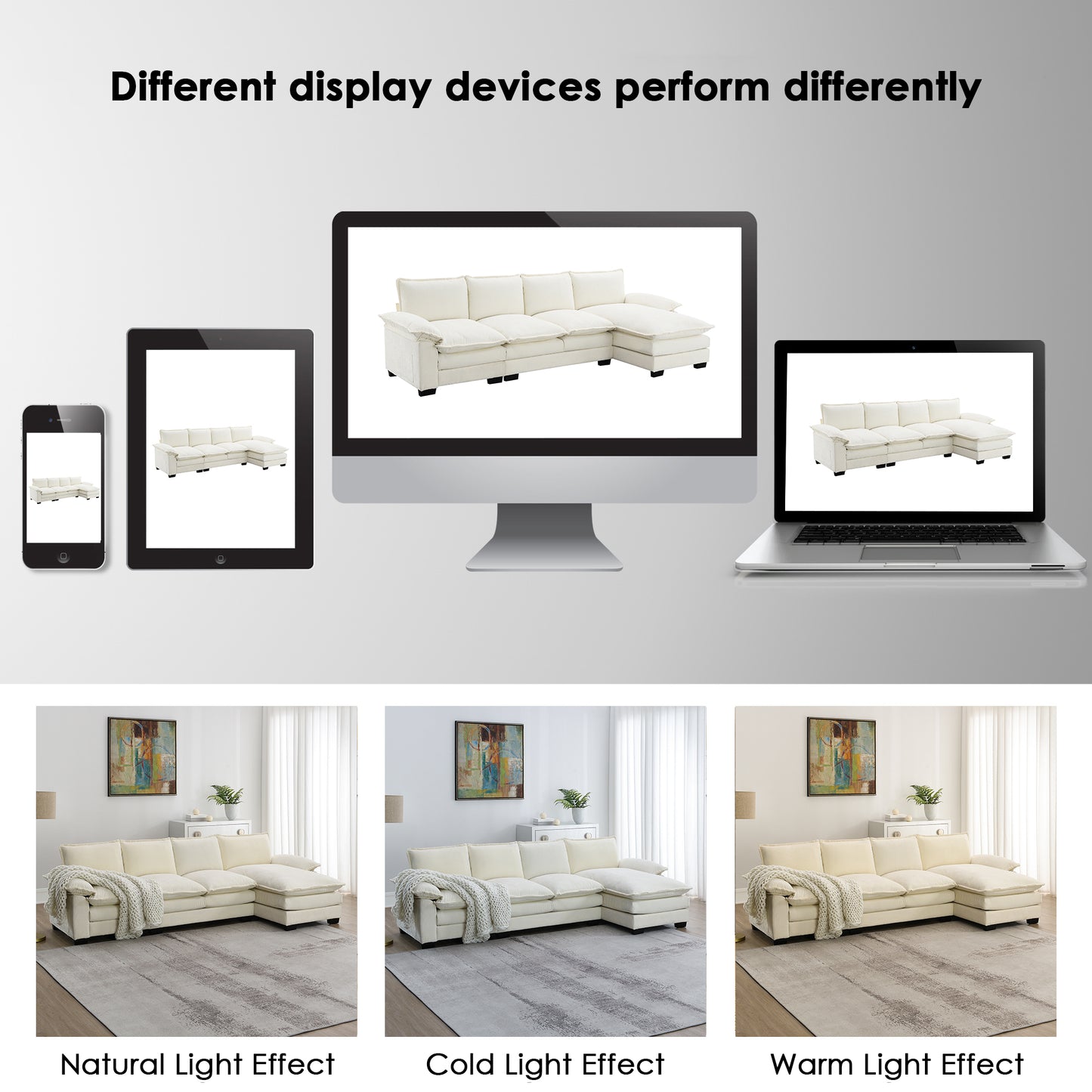 Modern Convertible Sectional Sofa,L-shaped Reversible CouchSet with PillowsAnd Ottoman 3Colors