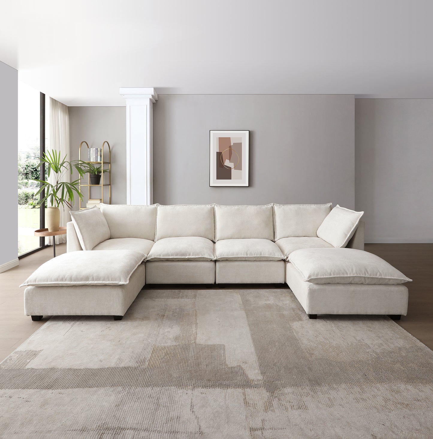 U-Shaped Sectional - Beige, Freely Combinable, Comfortable 3 Colors