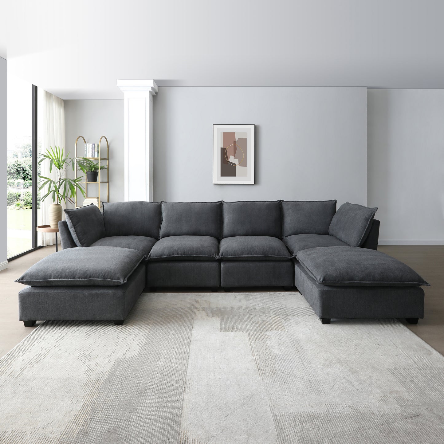 U-Shaped Sectional - Beige, Freely Combinable, Comfortable 3 Colors
