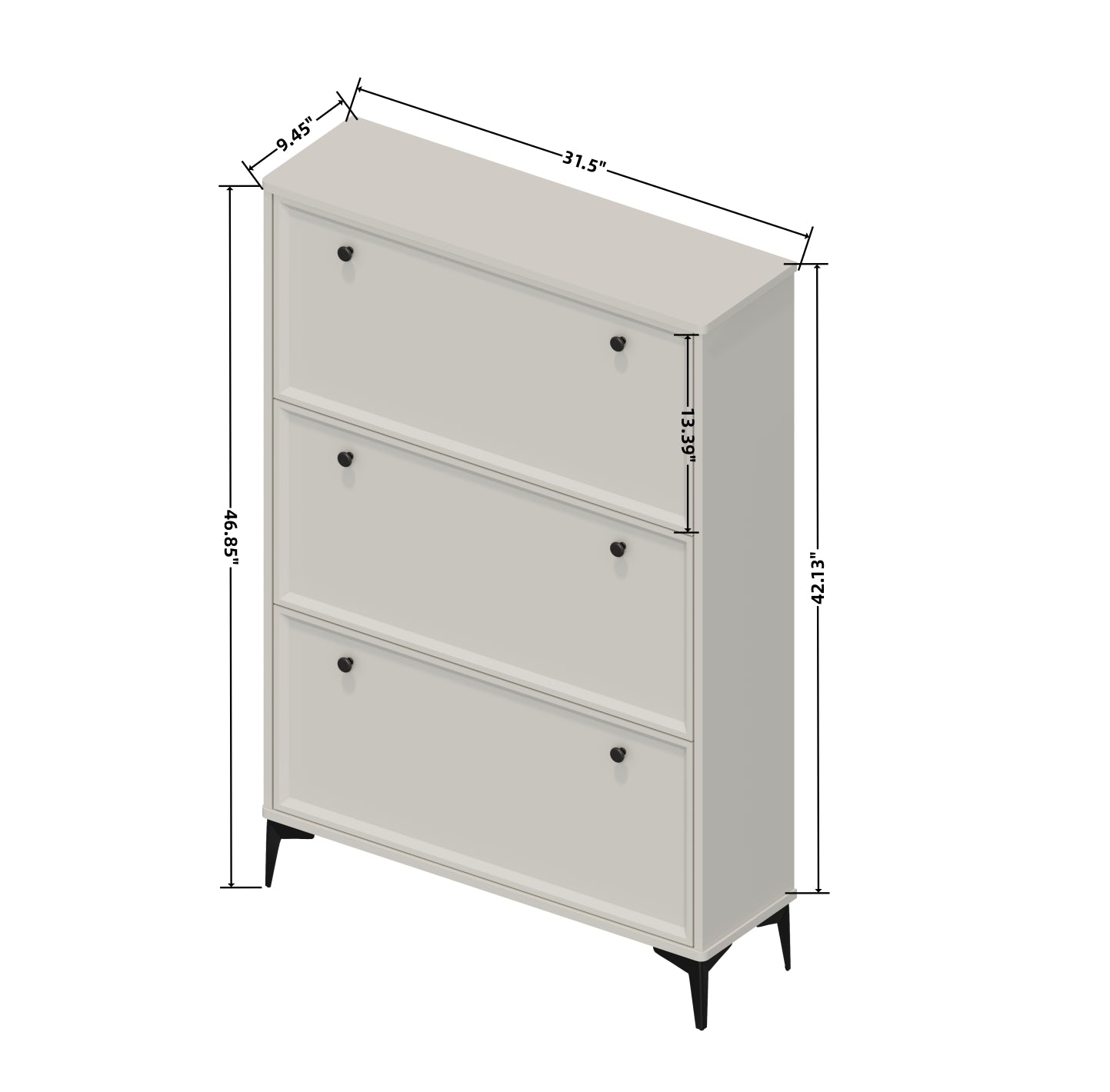 Modern Stylish White Entrance Shoe Cabinet: 3 Flip Drawers, Narrow & Hidden Design