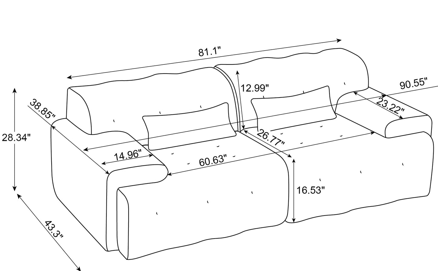 Modern Living Room Lounge: Large 2 - Seater Pure Foam Comfy Sofa Couch