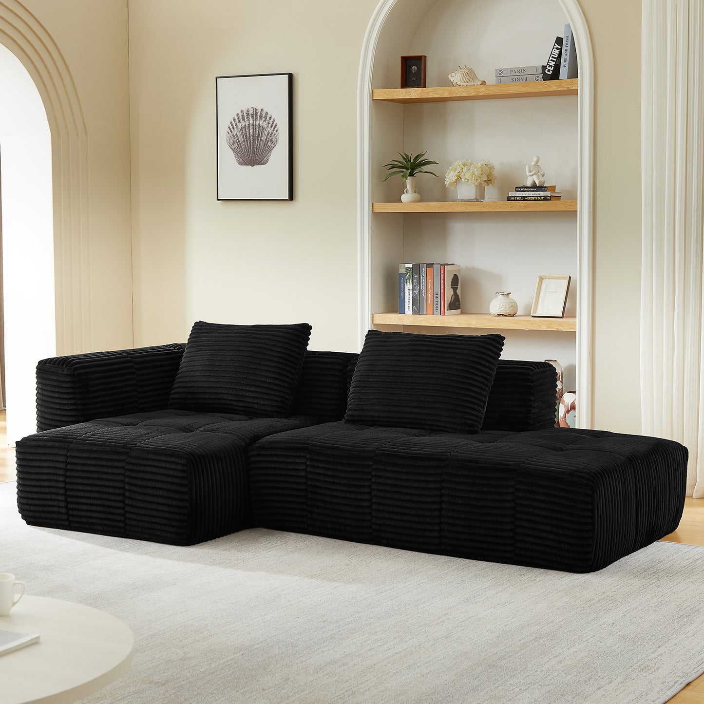 L-Shape Modular Compressed Couch,Sectional Sofa with Chaise Lounge,No assembly required