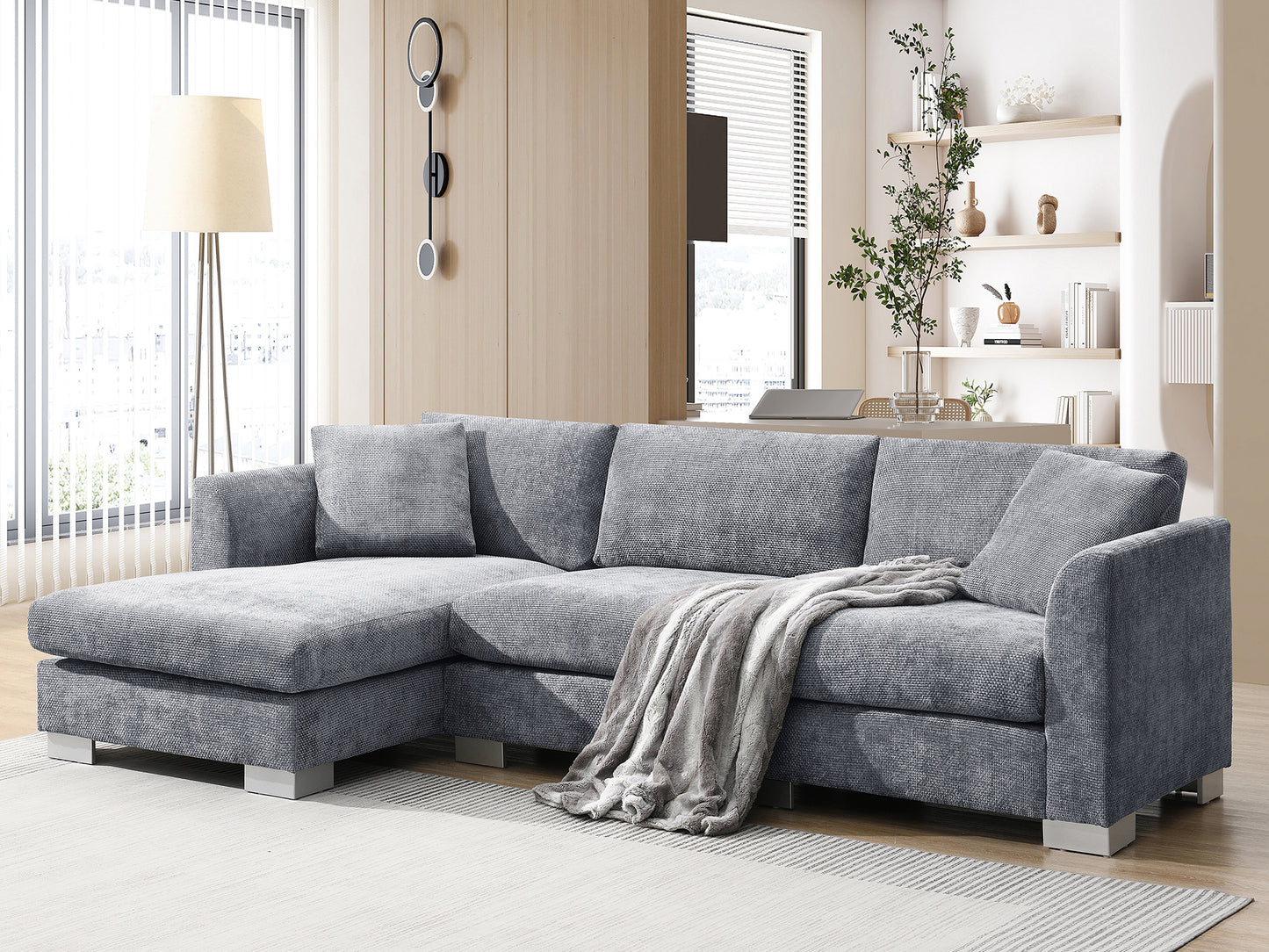 Modern 96*56" Cloud Sectional Sofa - 3 Colors for Home & Office
