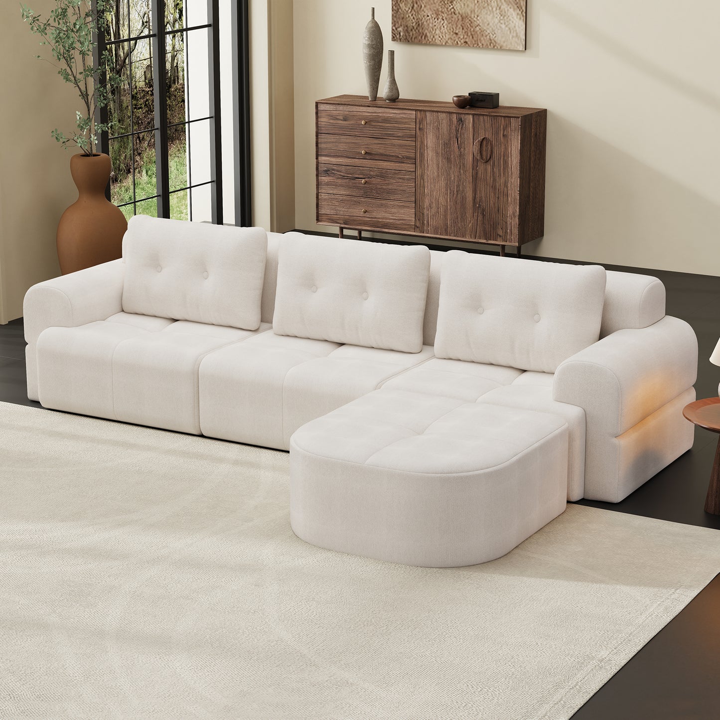 Modular Sectional Sofa with Chaise – Full-Foam Comfort, Chenille Fabric, Compression Packaged