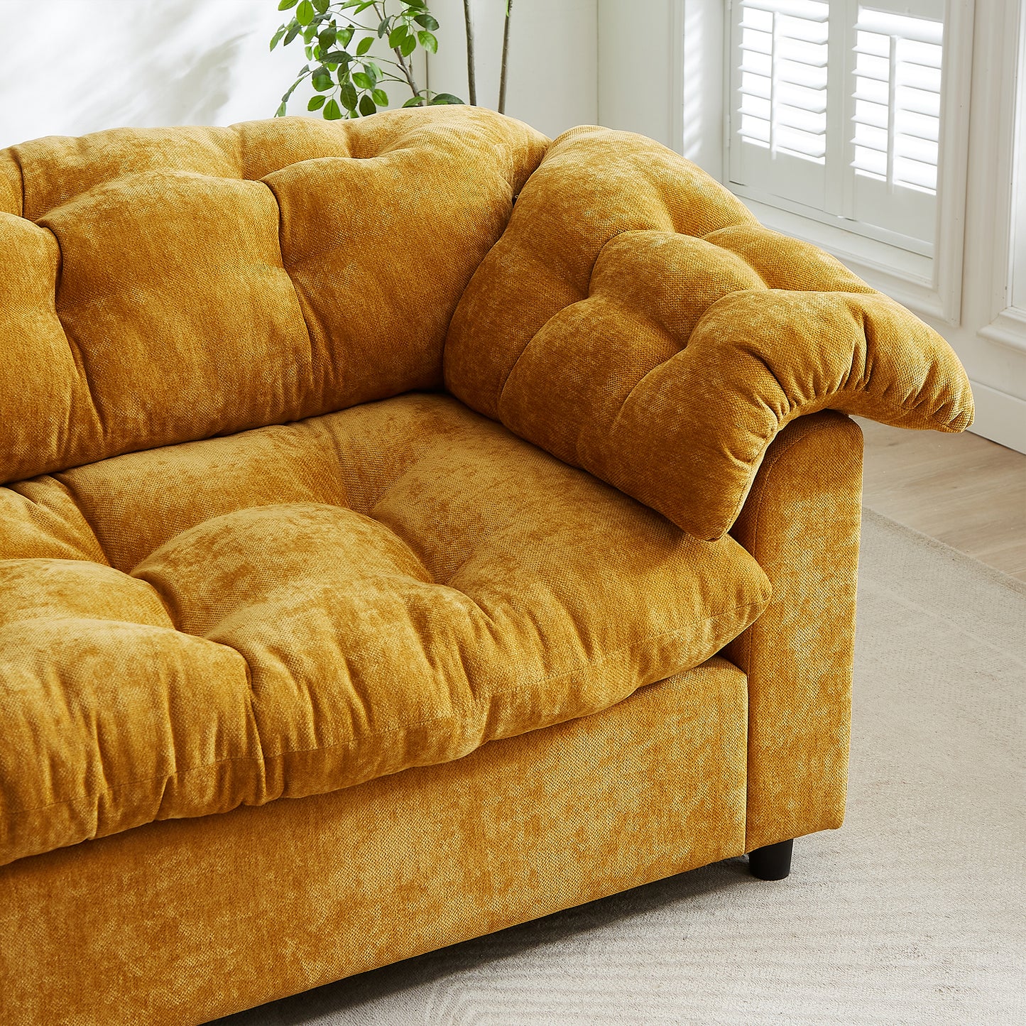 Chenille Modern Comfort Deep Seat Sofa, Upholstered Fluffy Cloud Sofa