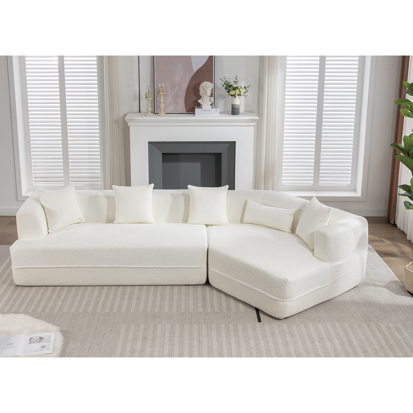 Modern Chenille Upholstered Sectional Sofa Couch Set pholstered , free combination, round fiber fabric, anti-wrinkle fabric,Dimension exten