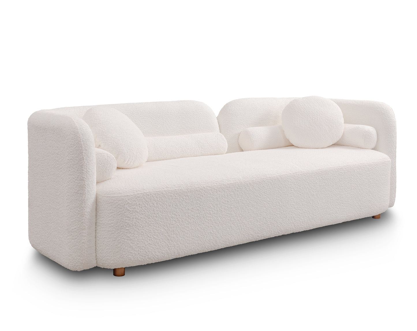 3 - Seater Luxury Modern Cloud Couch: White Boucle for Living Room, Apartment & Office