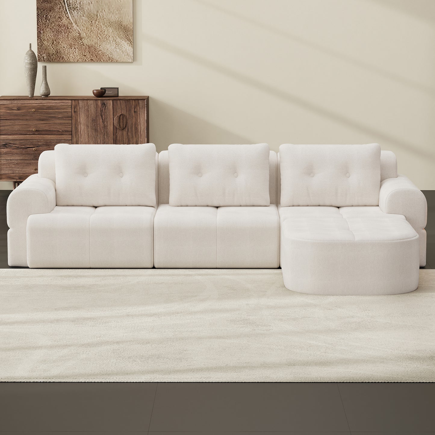 Modular Sectional Sofa with Chaise – Full-Foam Comfort, Chenille Fabric, Compression Packaged