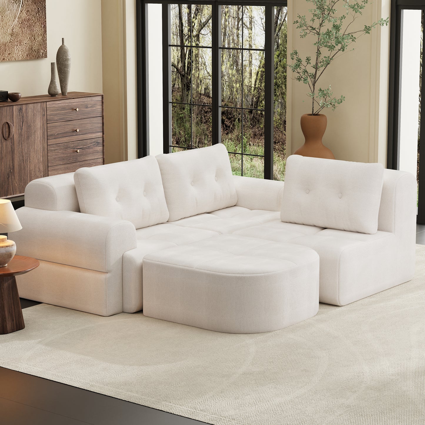 Modular Sectional Sofa with Chaise – Full-Foam Comfort, Chenille Fabric, Compression Packaged