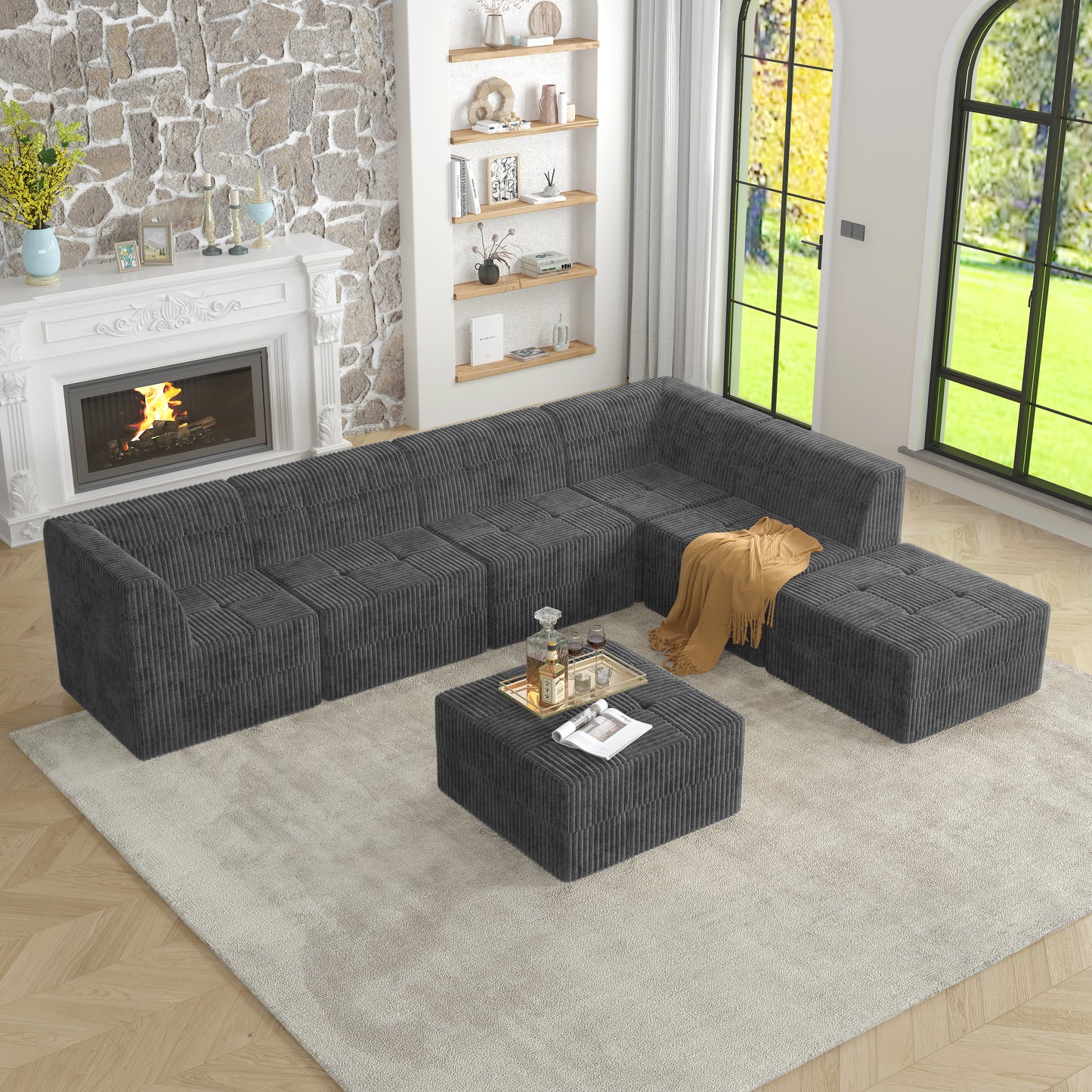 L Shape And U Shape DIY Compressed Modular Sectional Sofa
