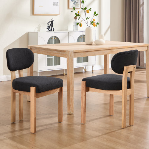 Set of 2 Wooden Dining Chairs: Modern Fabric Upholstered for Kitchen & Dining Room