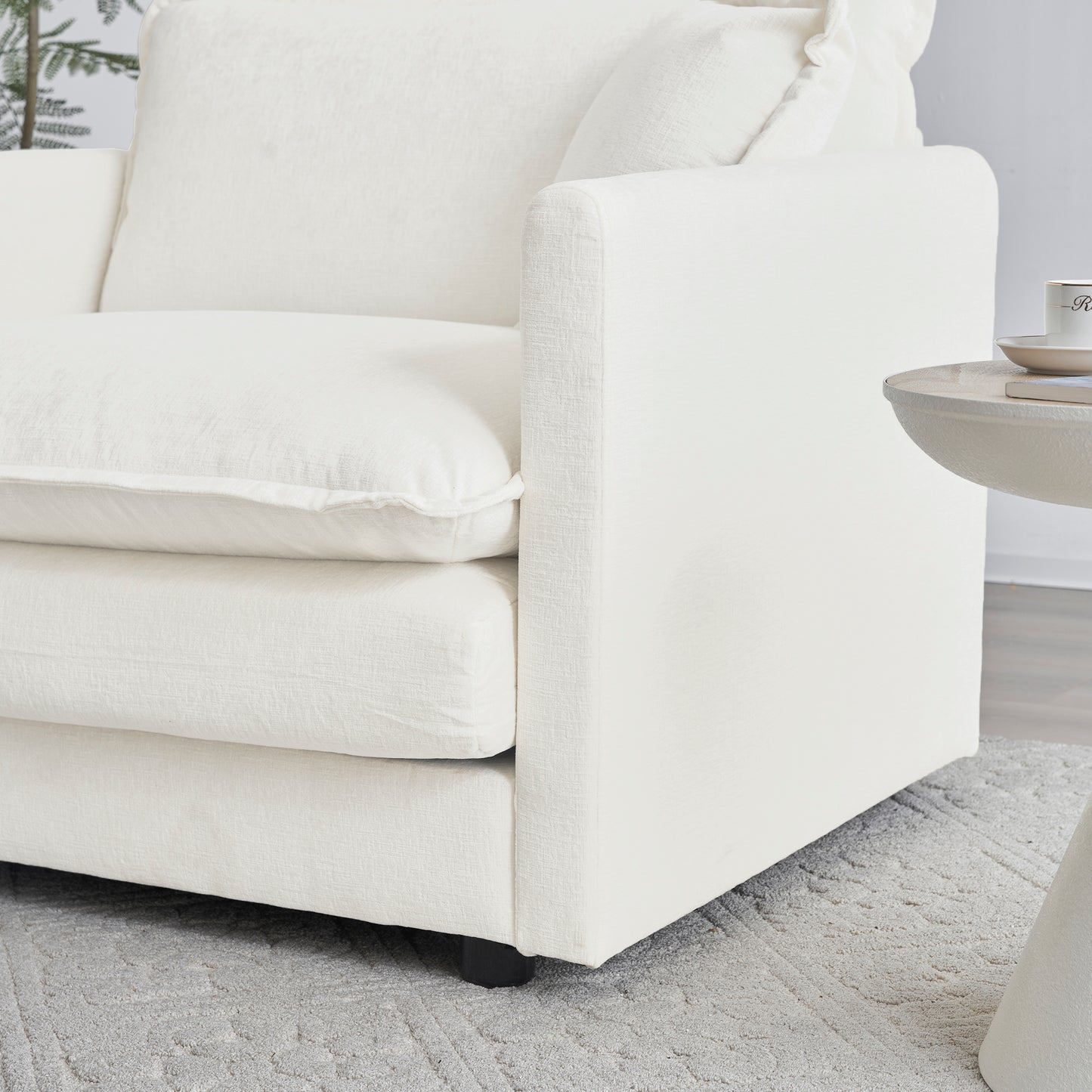 Sectional Sofa with Reversible Footrest – 2-4 Seater Convertible Corner Couch with 1-2 Ottomans, Modern Minimalist Chenille Sofa