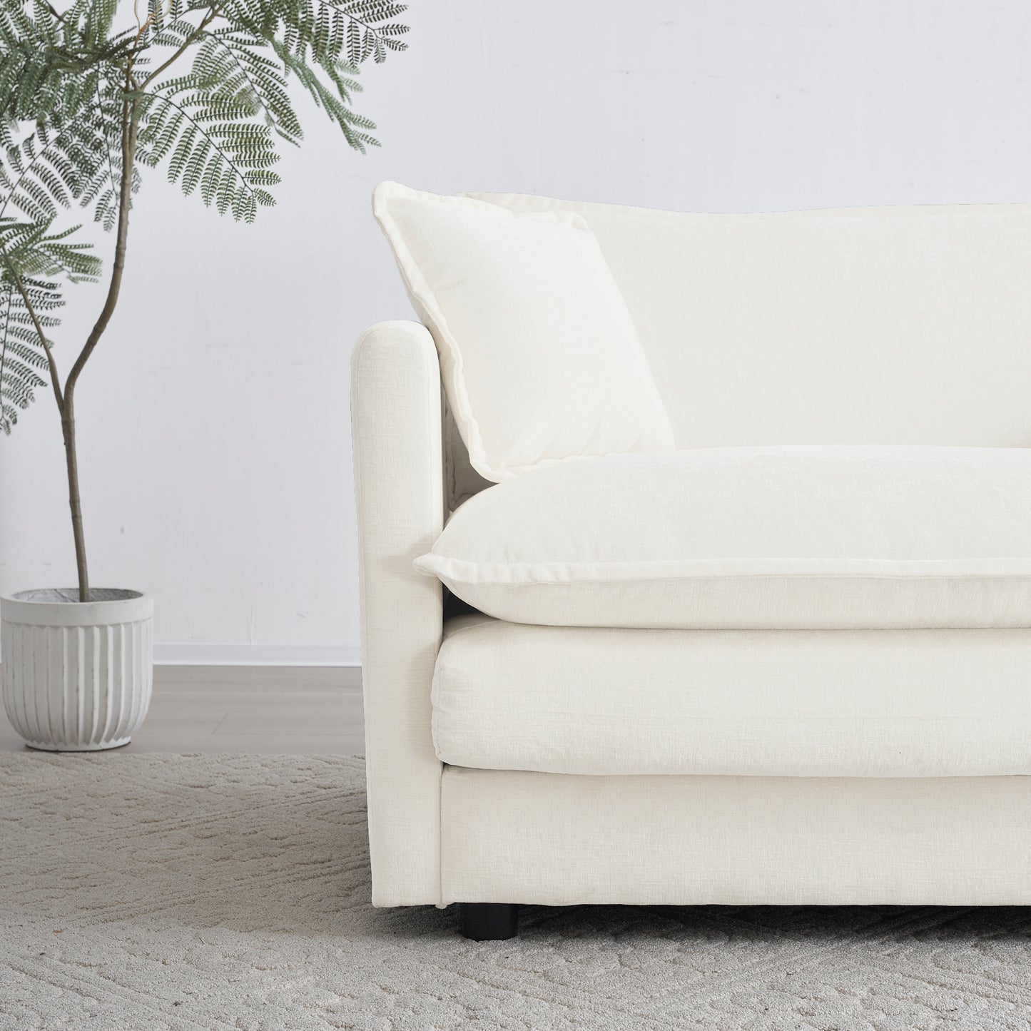 Sectional Sofa with Reversible Footrest – 2-4 Seater Convertible Corner Couch with 1-2 Ottomans, Modern Minimalist Chenille Sofa