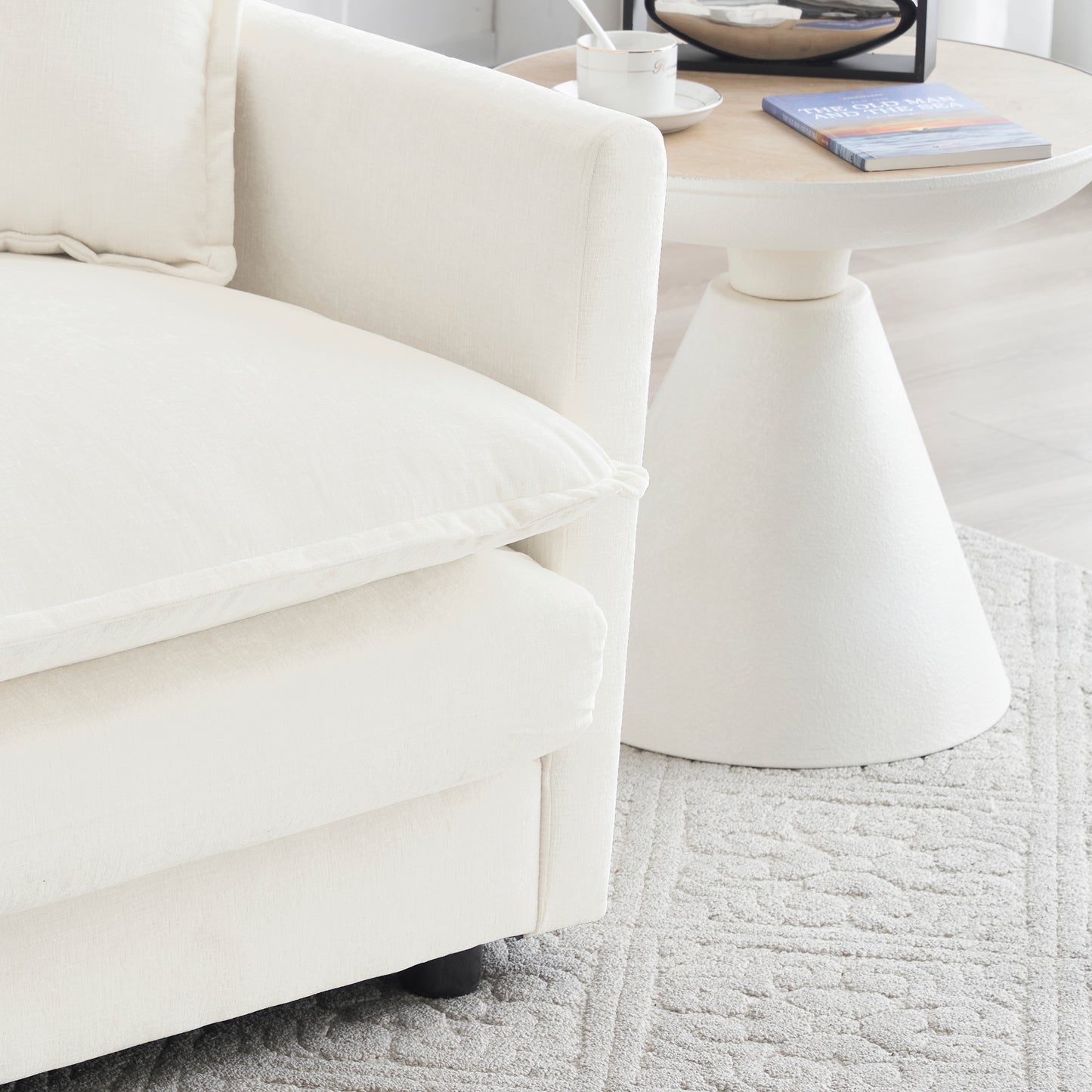 Sectional Sofa with Reversible Footrest – 2-4 Seater Convertible Corner Couch with 1-2 Ottomans, Modern Minimalist Chenille Sofa