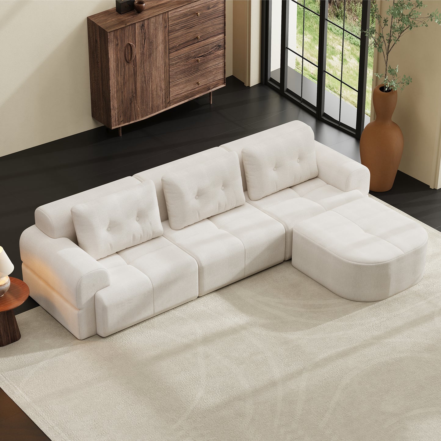 Modular Sectional Sofa with Chaise – Full-Foam Comfort, Chenille Fabric, Compression Packaged
