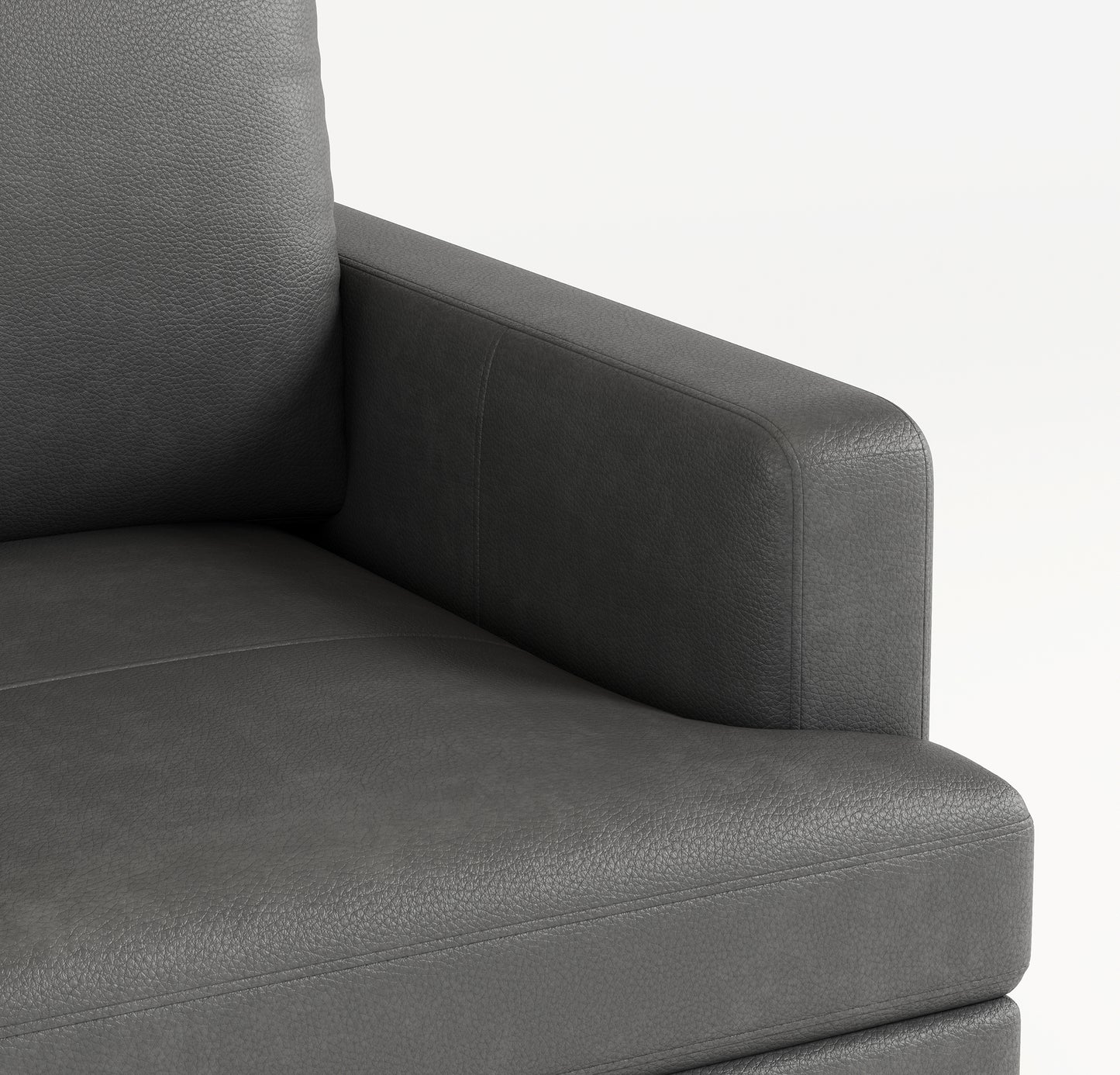 77 - inch Gray Luxury Genuine Leather - Match Sofa: USB & Type - C Charger, 3 - Seater for Living & Office