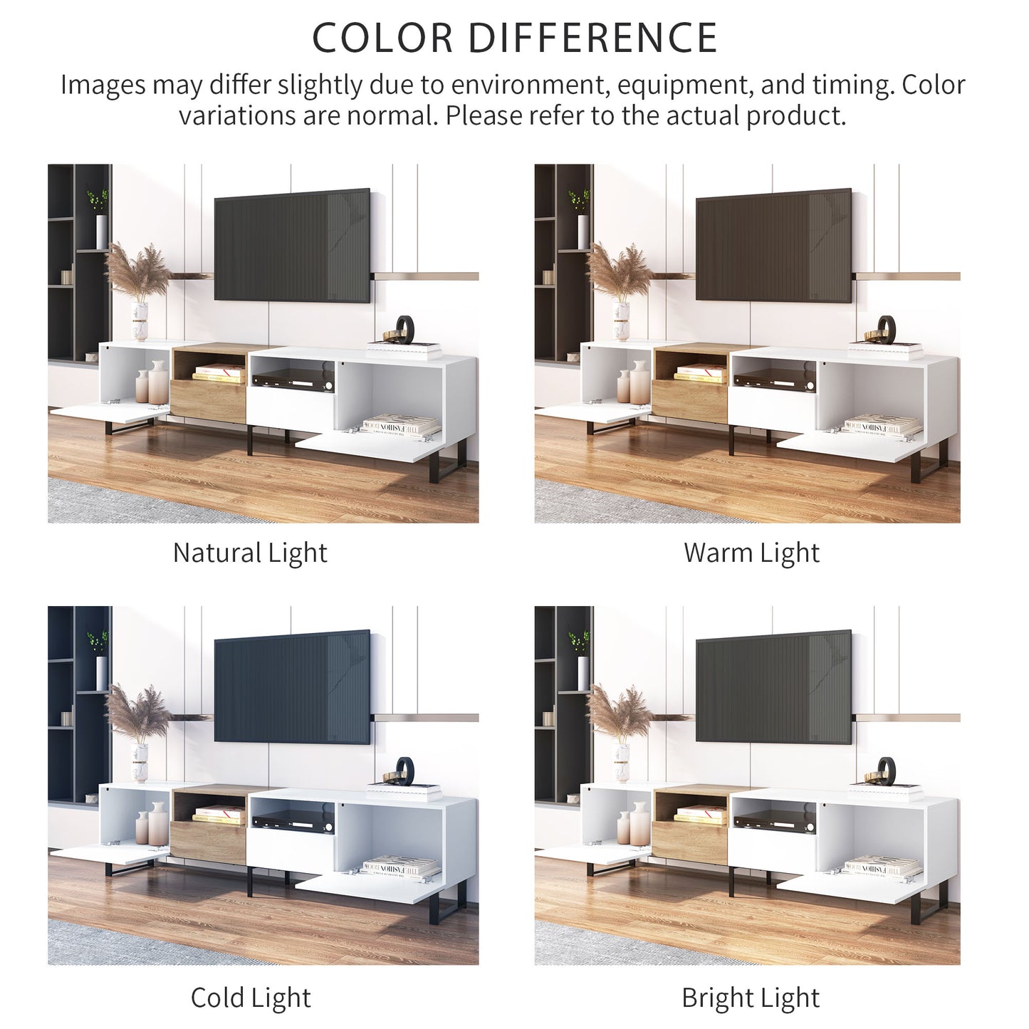 TV Stand with Drop Down Door - Up to 85" TVs, 2 Cabinets