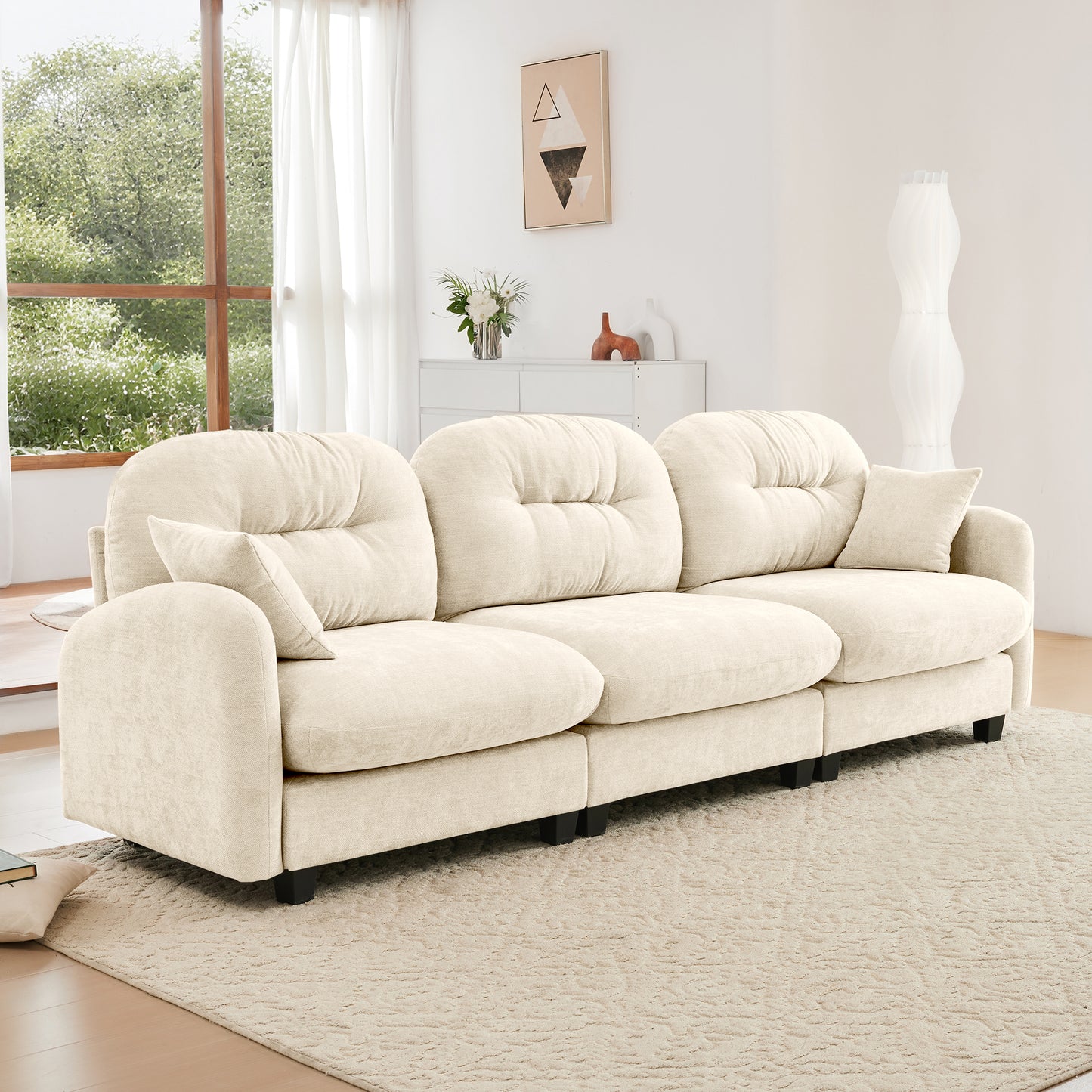 Modular Sectional Couch Chenille Fabric High-Density Foam 2-4 Seats ottoman Optional