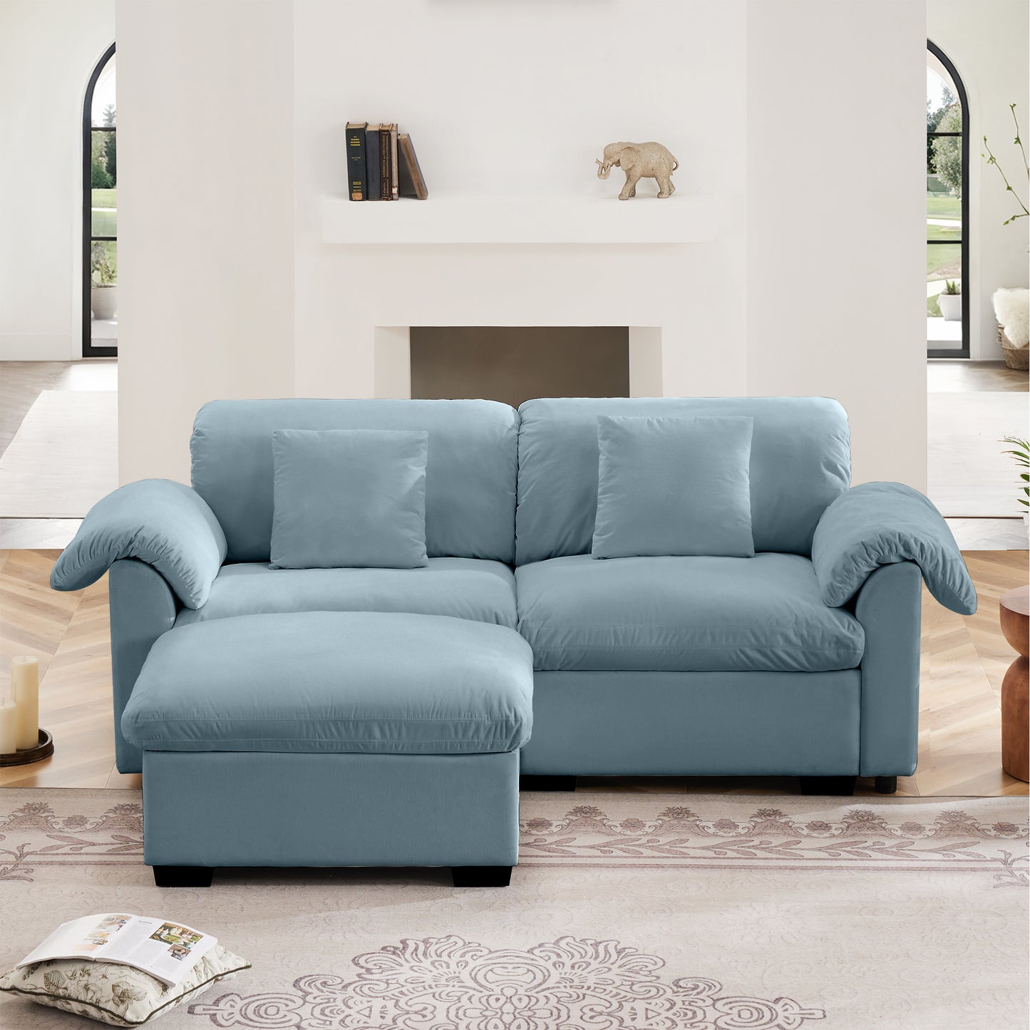 Deep - Seat Living Room Sofa: Single/Two - Seat with Storage & Fluffy Pillows