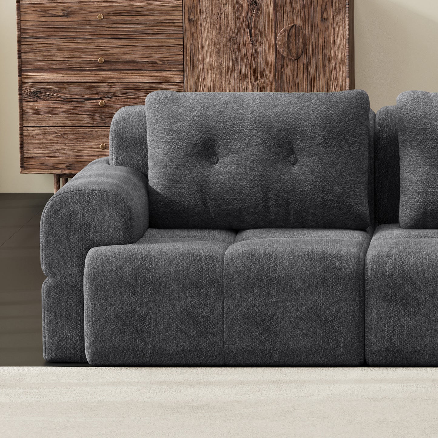 Modular Sectional Sofa with Chaise – Full-Foam Comfort, Chenille Fabric, Compression Packaged