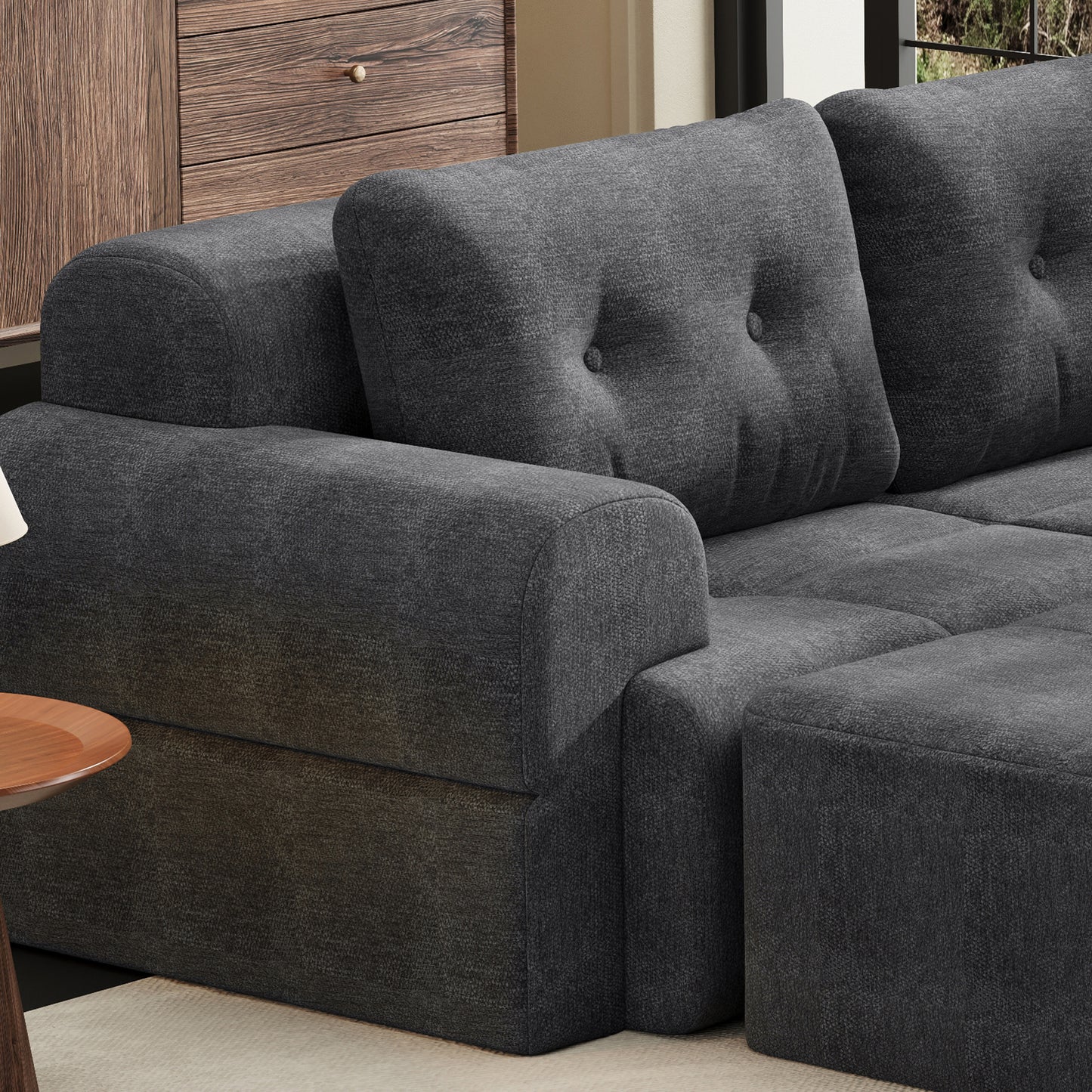 Modular Sectional Sofa with Chaise – Full-Foam Comfort, Chenille Fabric, Compression Packaged