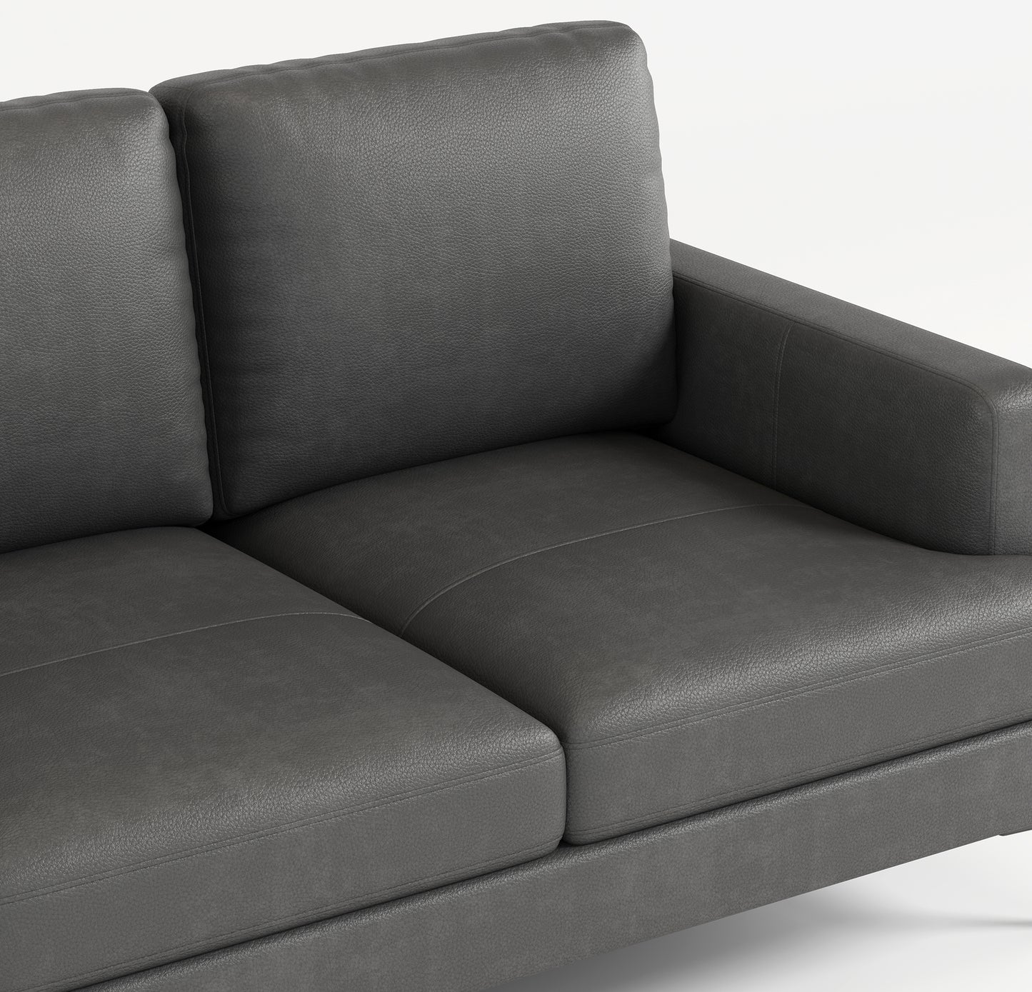 77 - inch Gray Luxury Genuine Leather - Match Sofa: USB & Type - C Charger, 3 - Seater for Living & Office