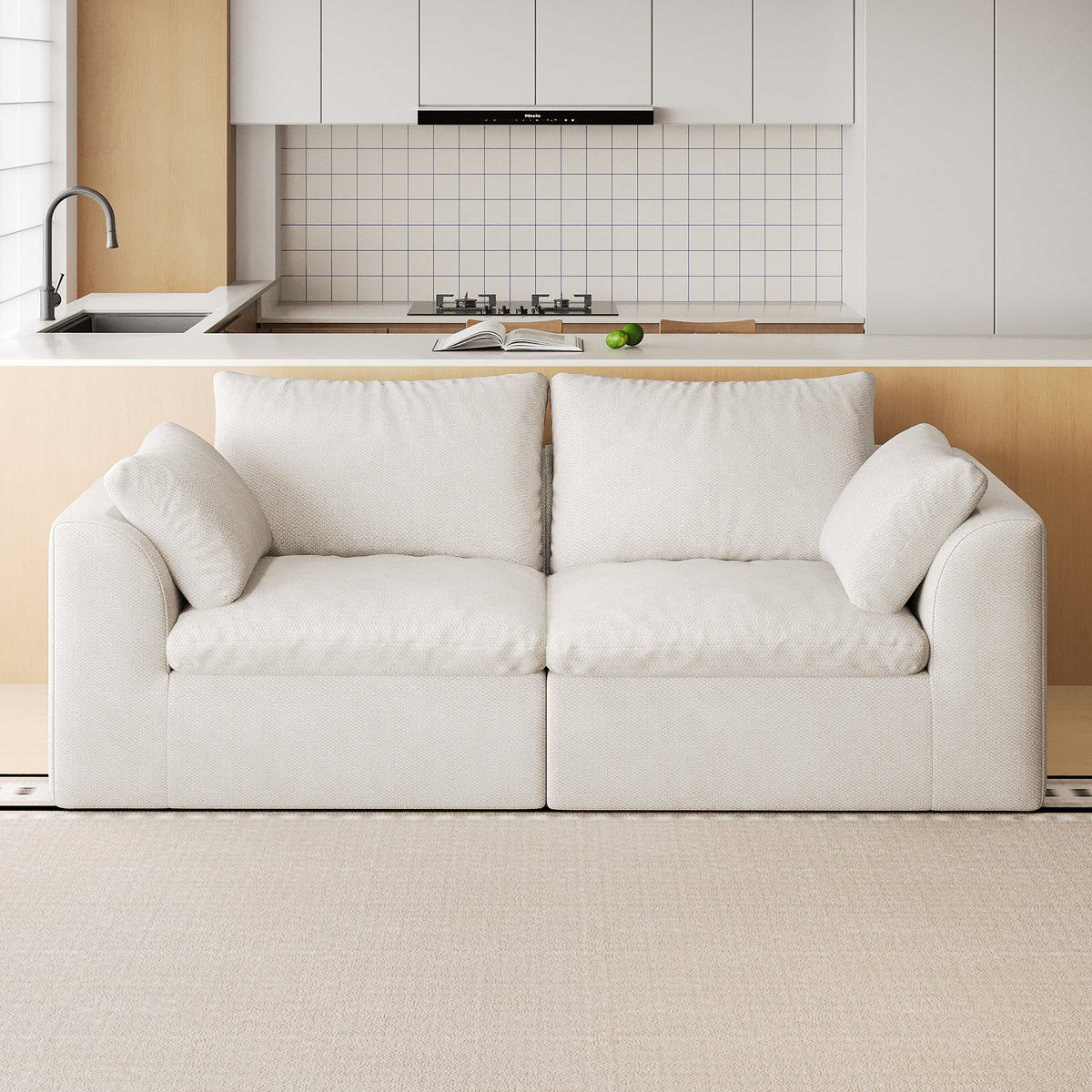Vacuum Packed Cloud Sofa 2/3/4/5‑Seater, Modular Compressed Sofa Couch with Soft Cushion, Removable Covers for Living Room