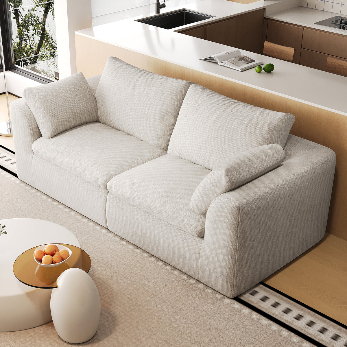 Vacuum Packed Cloud Sofa 2/3/4/5‑Seater, Modular Compressed Sofa Couch with Soft Cushion, Removable Covers for Living Room