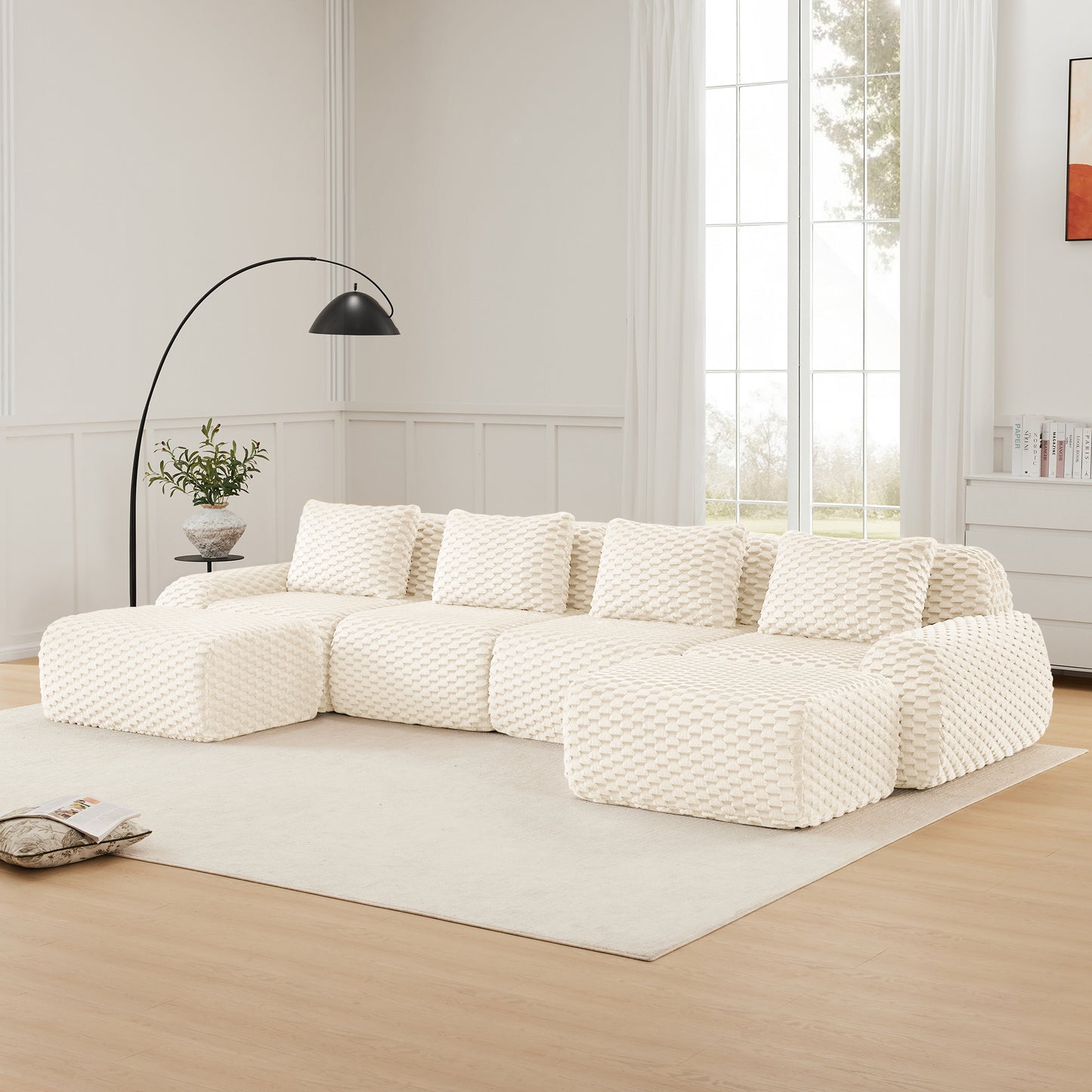 Modular Sectional Sofa for Living Room,Flannelette Fabric,Oversized 2-4 Seater Couch,Deep Seat,Boneless sofa