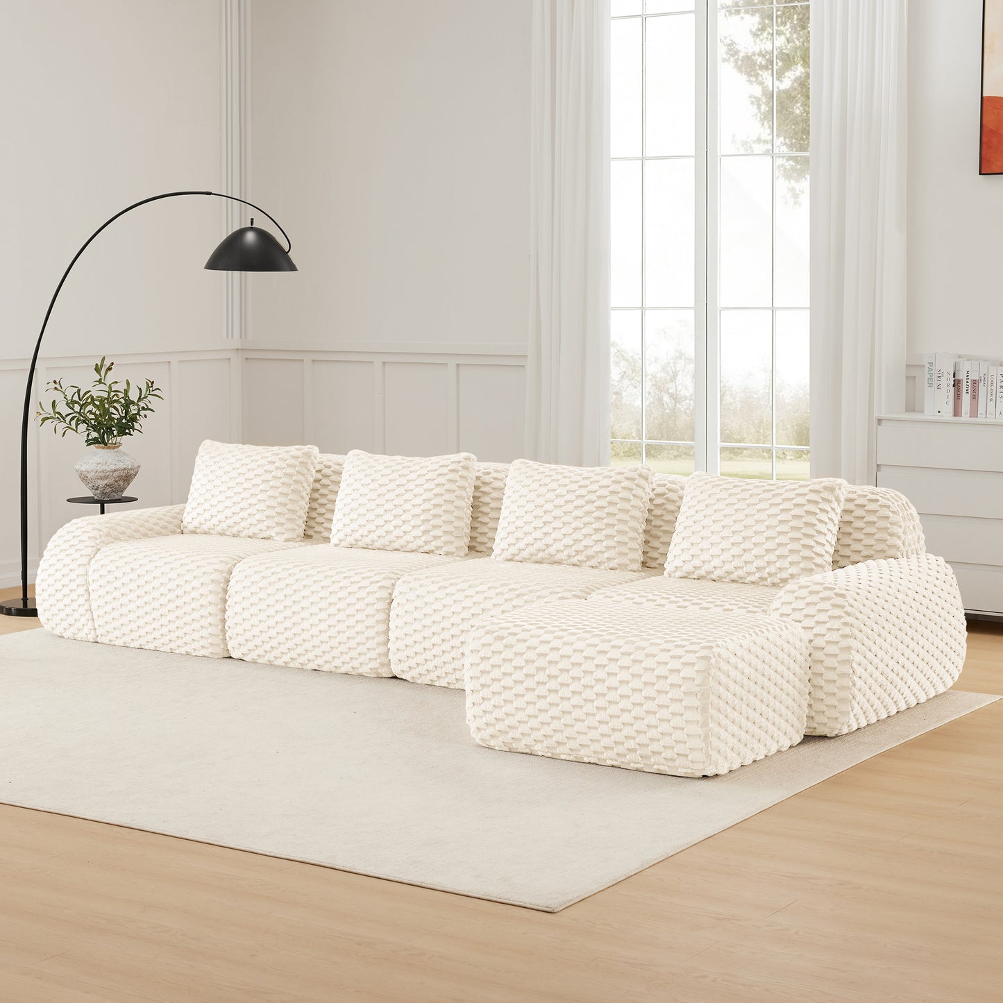 Modular Sectional Sofa for Living Room,Flannelette Fabric,Oversized 2-4 Seater Couch,Deep Seat,Boneless sofa