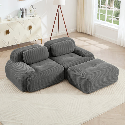 modular sofa no assembly breathable corduroy fabric 32D high-resilience sponge extra-wide curved armrests pet-friendly