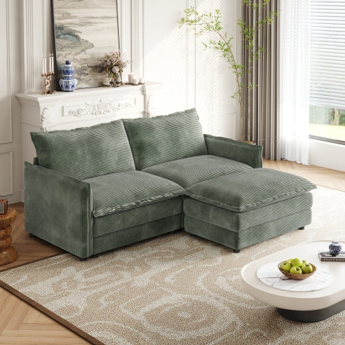 Corduroy fabric comfortable cloud sofa for living room 2 Seat - 4 Seat with ottoman