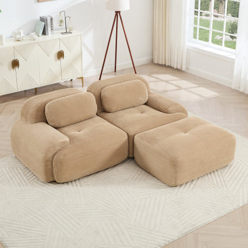 modular sofa no assembly breathable corduroy fabric 32D high-resilience sponge extra-wide curved armrests pet-friendly